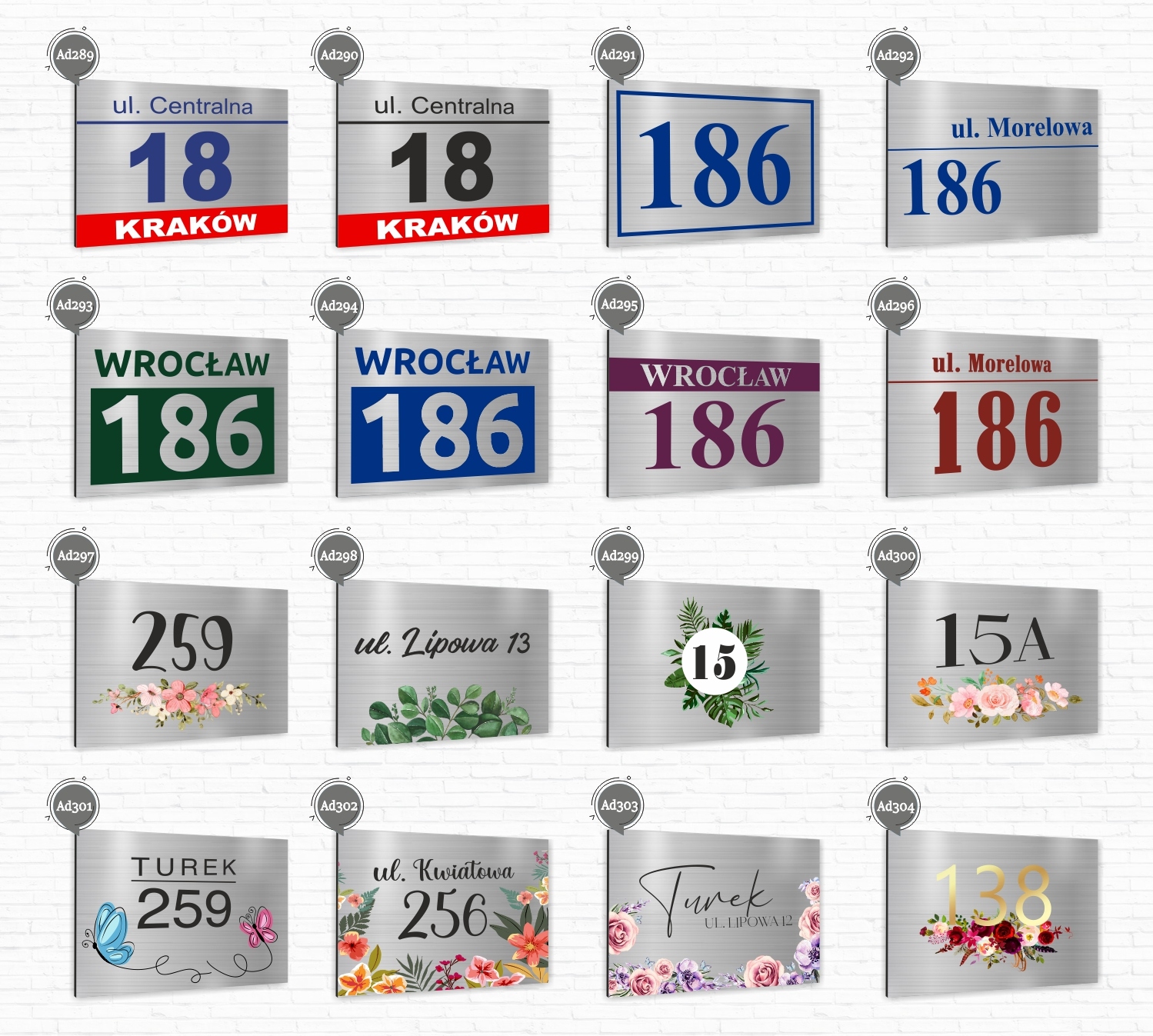 NUMER NA BUDYNEK dom Tabliczka INOX ALUMINIUM 3D