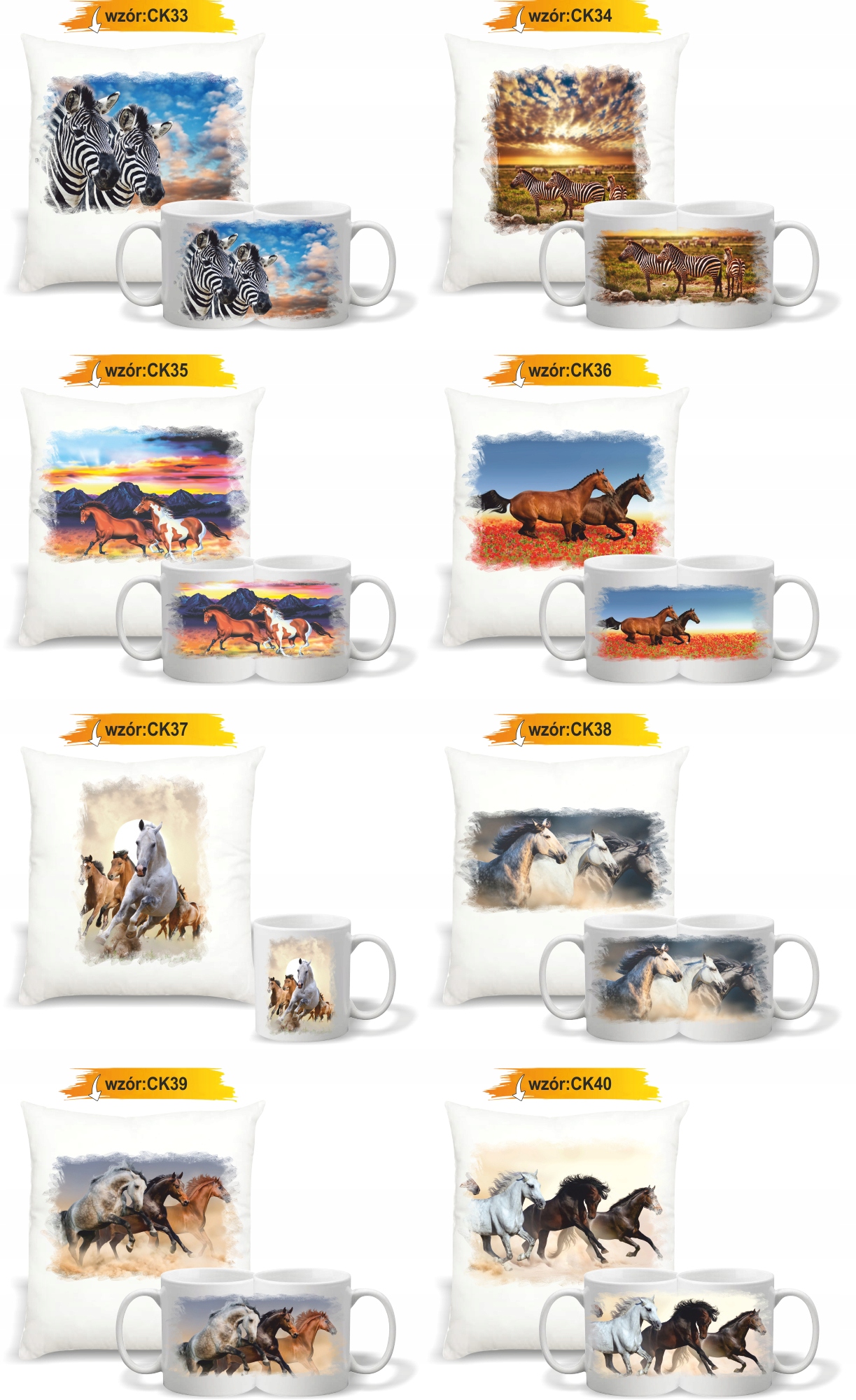 Zestaw PODUSZKA + KUBEK nadruk z KONIEM KOŃ IDEALNY PREZENT URODZINOWY