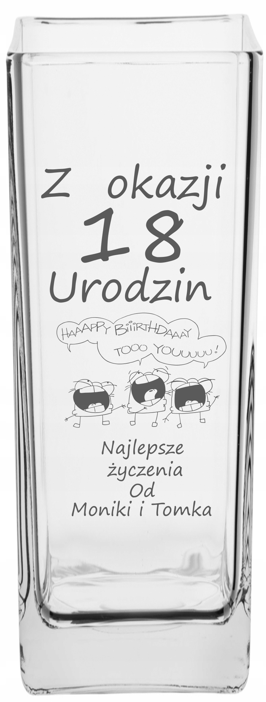Wazon z grawerem PREZENT na 18-tkę osiemnastkę