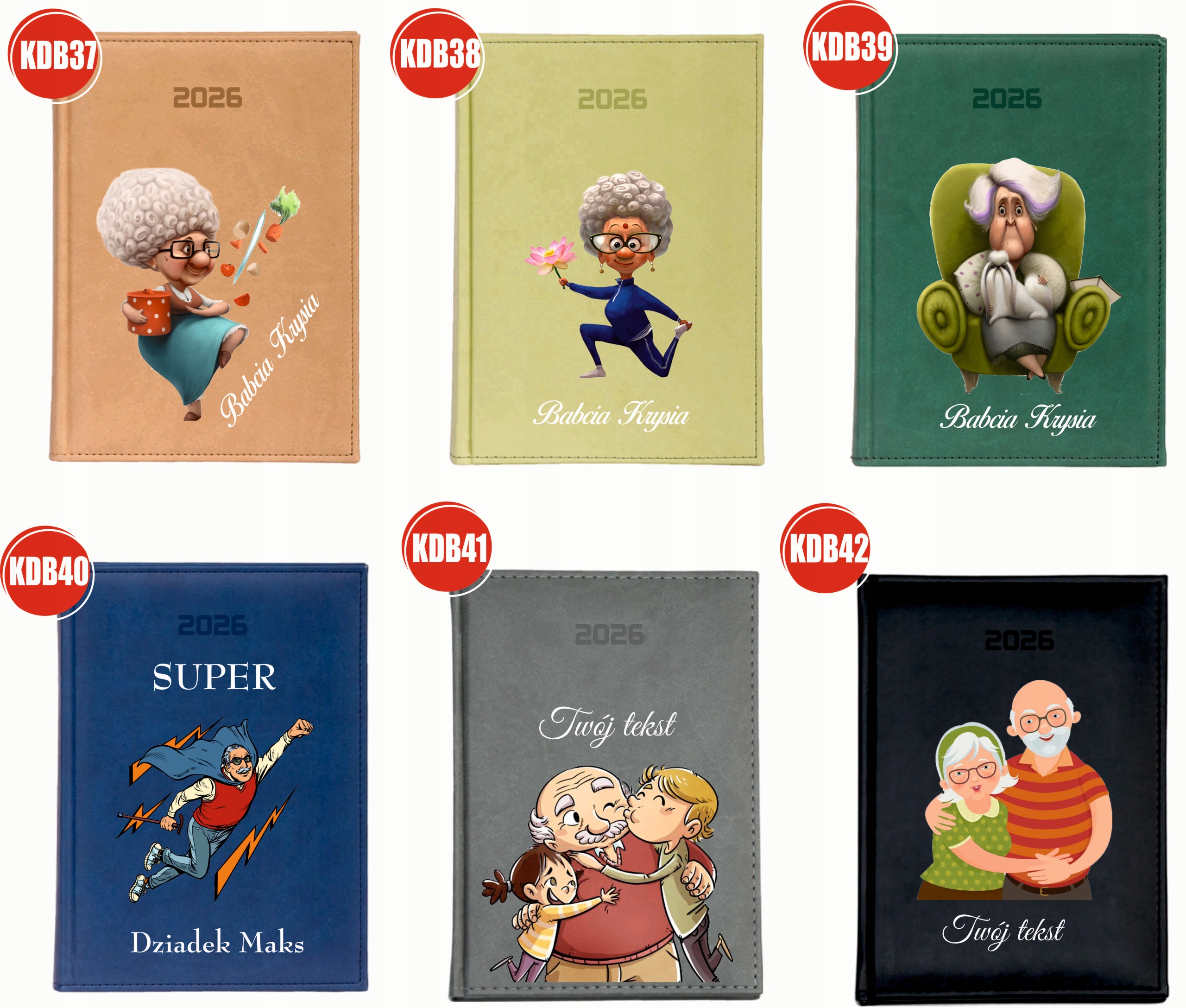 KALENDARZ A5 2026 DZIENNY terminarz NADRUK uv na dzień babci planer