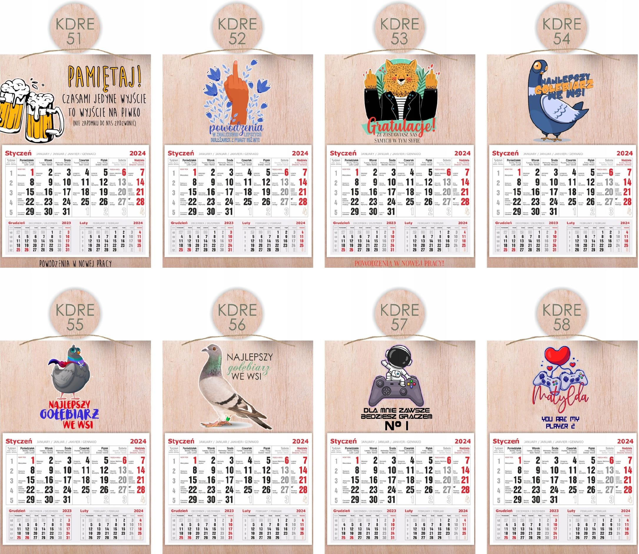 KALENDARZ 2025 jednodzielny DREWNIANY nadruk prezent gratulacje nowej pracy