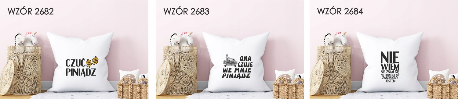 Poduszka z nadrukiem napis PREZENT CZUĆ PINIĄDZ