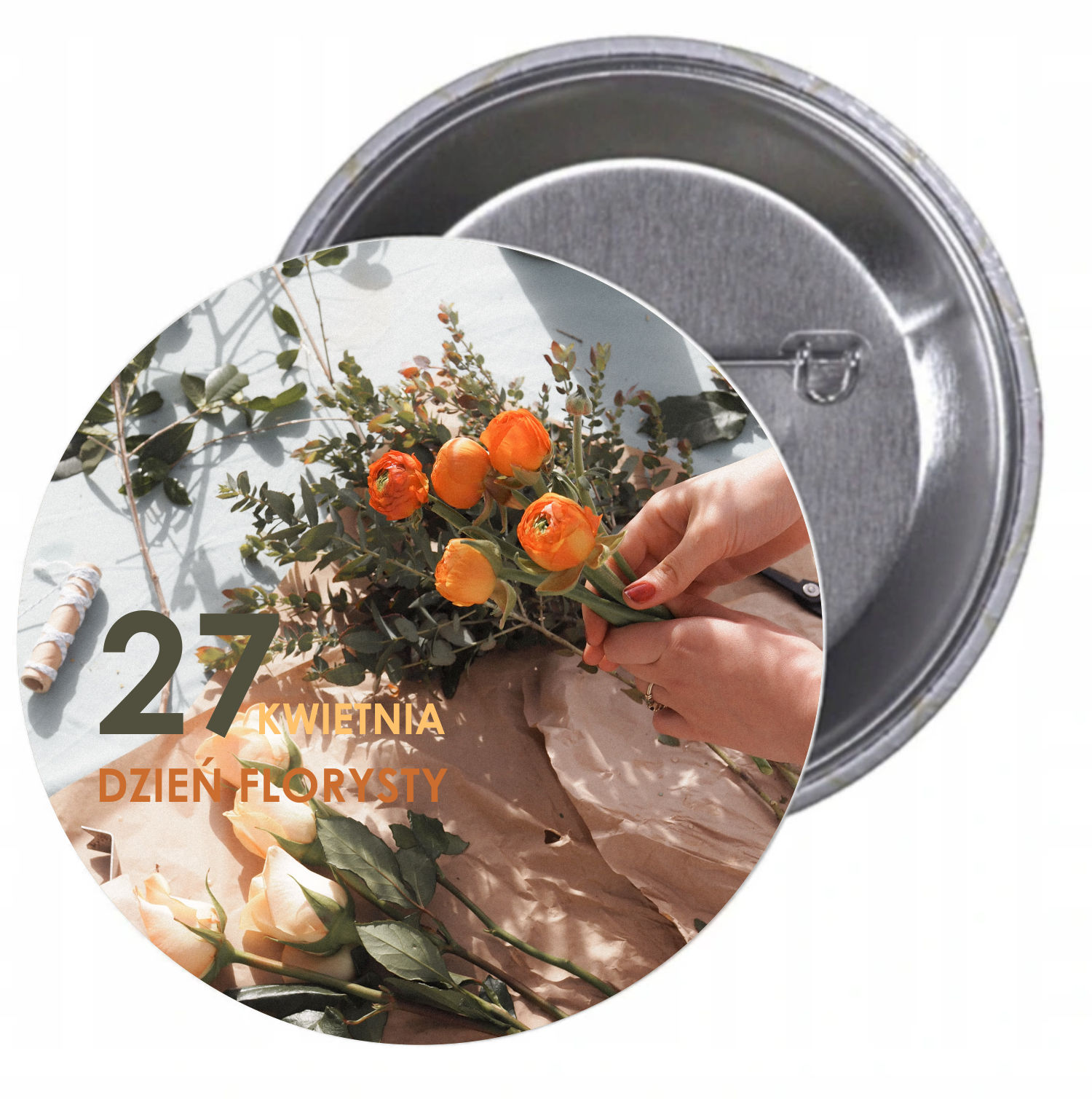 Przypinki buttony DZIEŃ FLORYSTY znaczki z grafiką