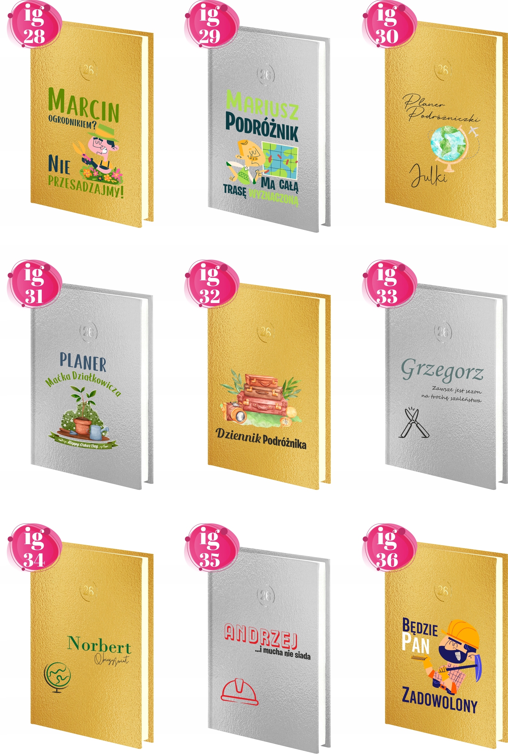 PLANER murarz tynkarz DZIENNY kalendarz książkowy A4 złoty srebrny