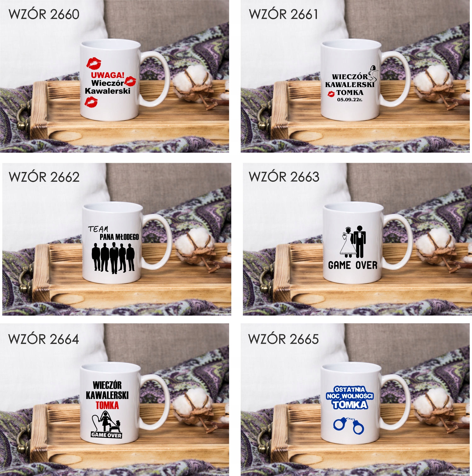 Kubek z imieniem napis WIECZÓR KAWALERSKI