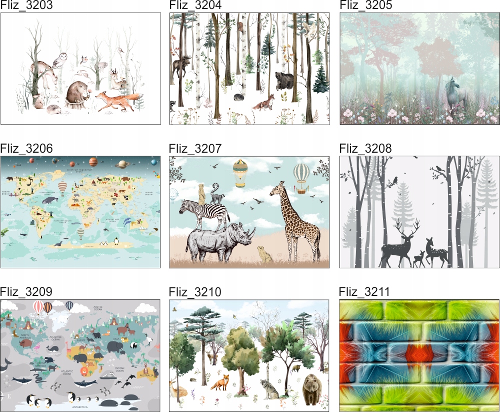 FOTOTOAPETY Mapa Świata Zwierzęta 260x180