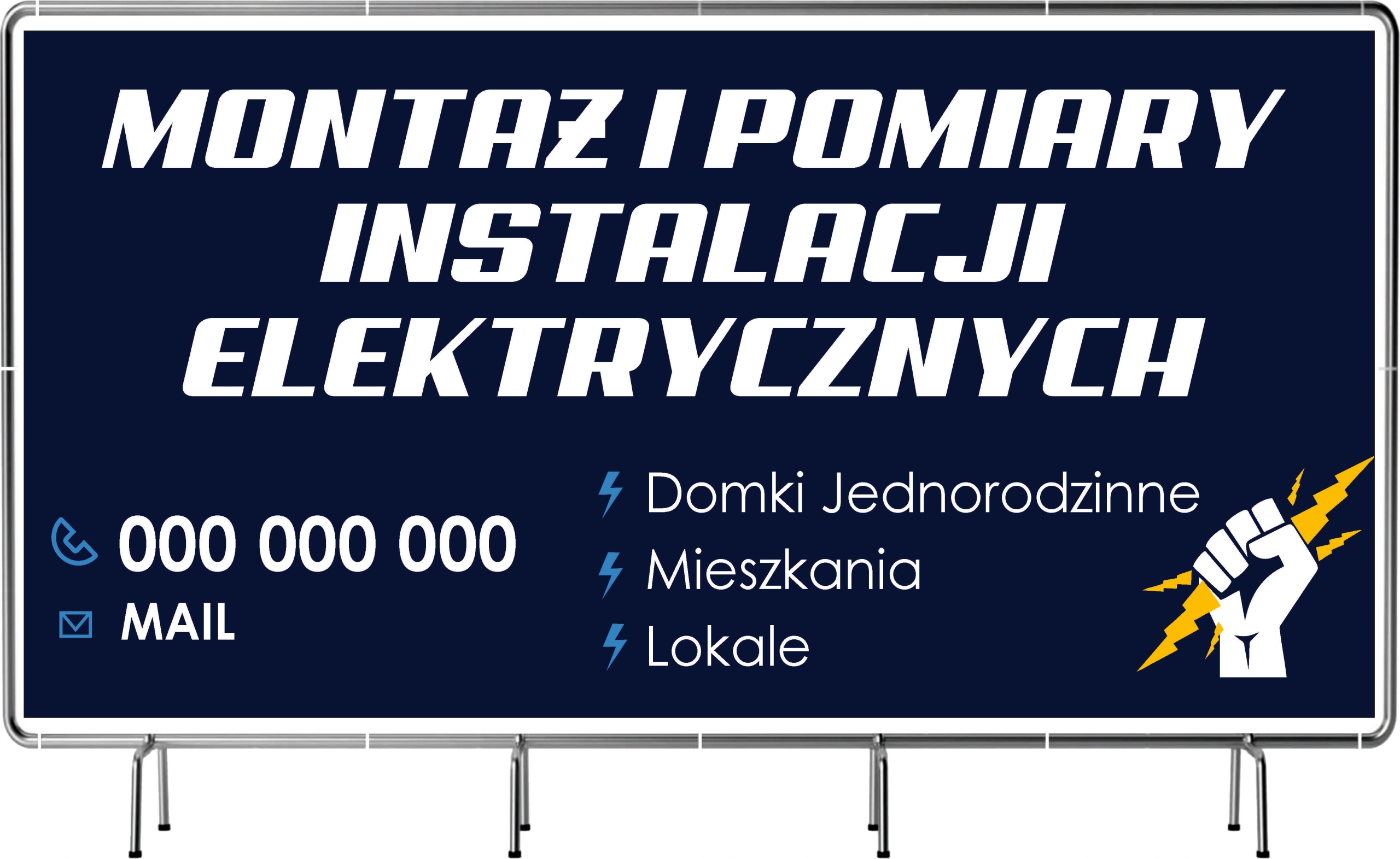 BANER REKLAMOWY 200x100 cm MONTAŻ I POMIARY INSTALACJI ELEKTRYCZNYCH