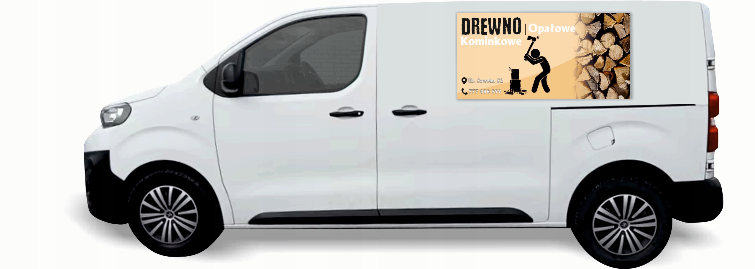 Reklama Naklejka na samochód RÓZNE WZORY do wyboru DREWNO KOMINKOWE