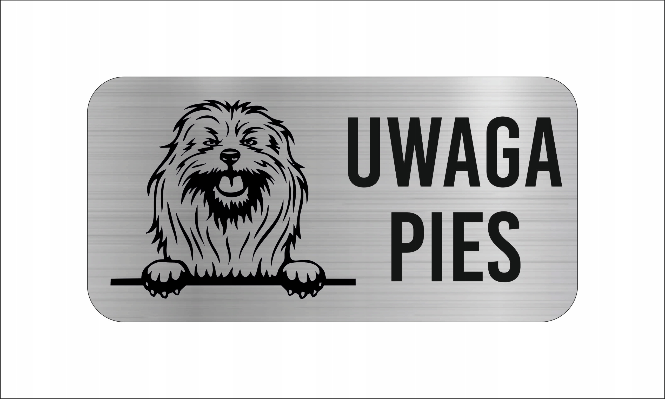 GRAWER Tabliczka nierdzewna 20x10 UWAGA PIES Lhasa apso