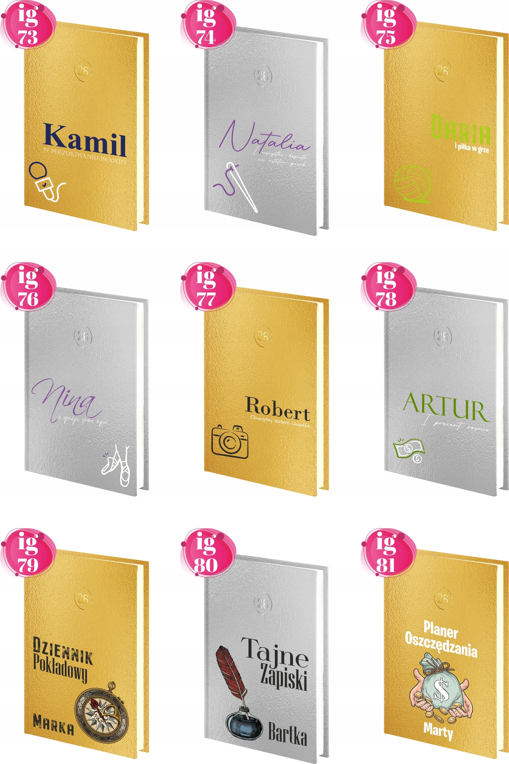 PLANER murarz tynkarz DZIENNY kalendarz książkowy A4 złoty srebrny