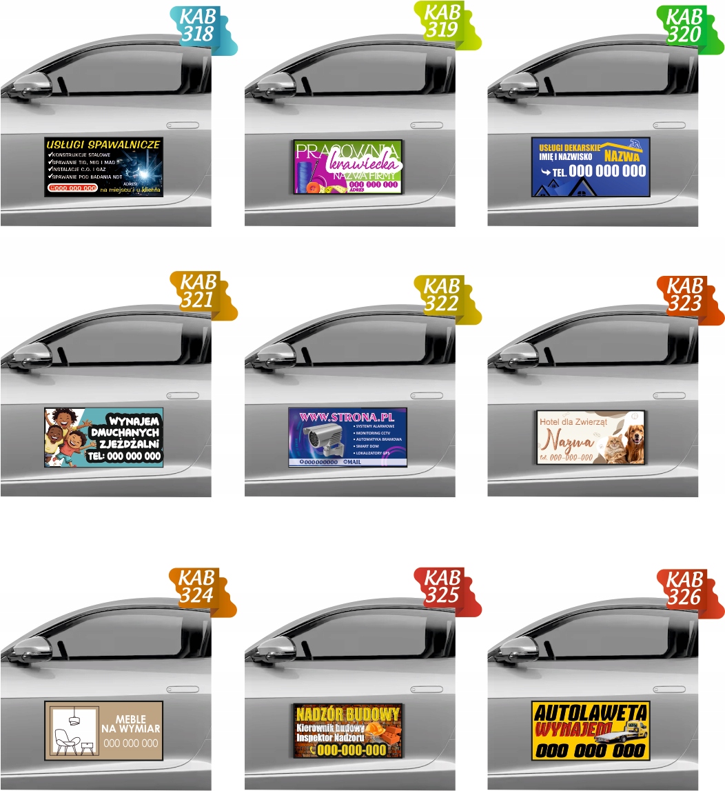 Magnes na samochód reklama magnetyczna 60x30 cm USŁUGI KAMIENIARSKIE