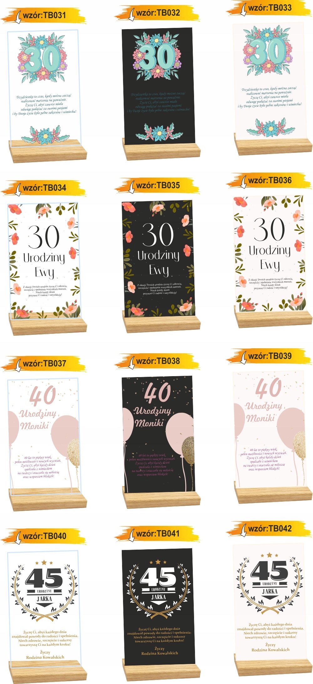 STATUETKA RAMKA 70 urodziny personalizowany prezent z życzeniami nadruk UV