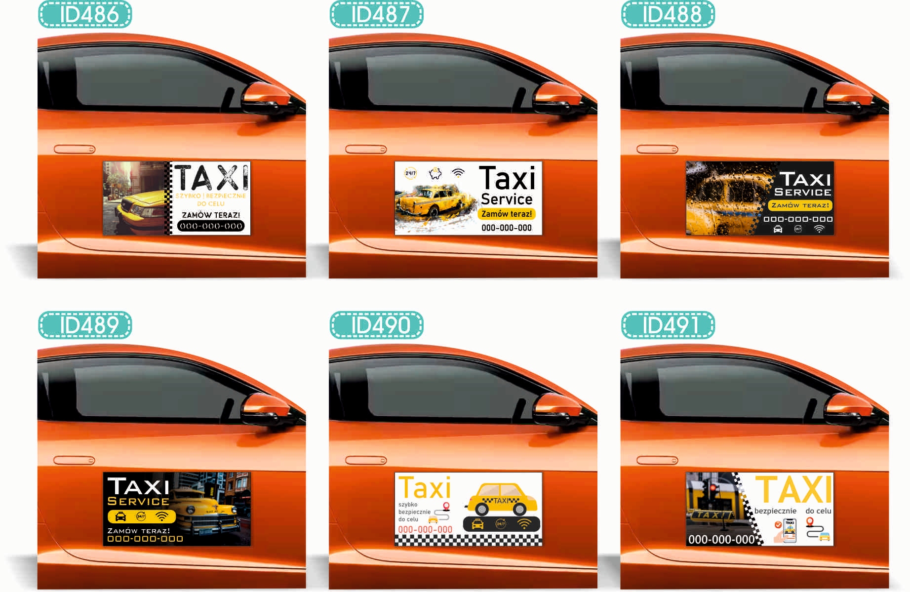 Magnes na auto reklama magnetyczna 60x30 TAXI SZYBKO BEZPIECZNIE