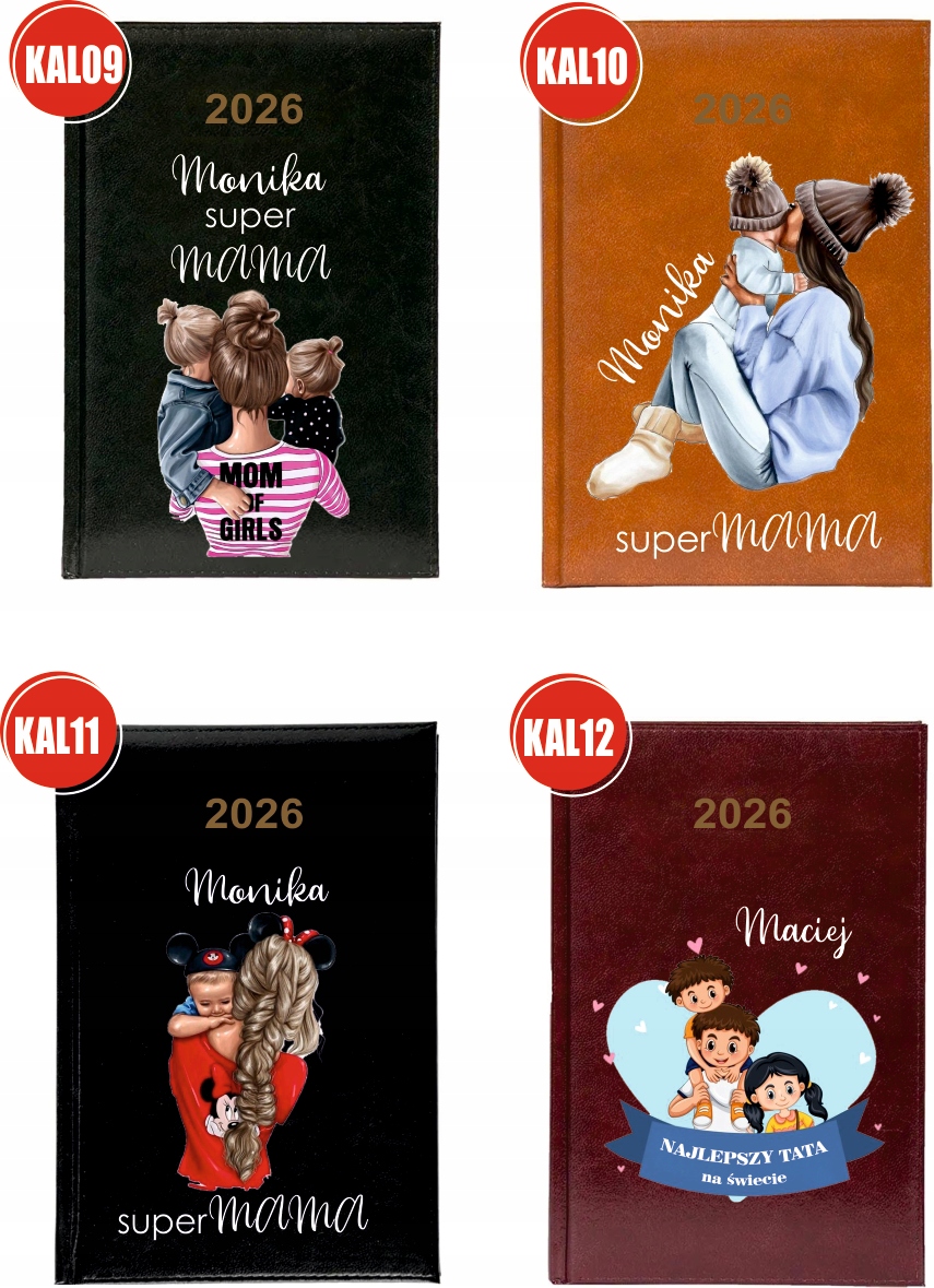 Kalendarz A5 2026 tygodniowy KSIĄŻKOWY PLANER z imieniem napisem prezent