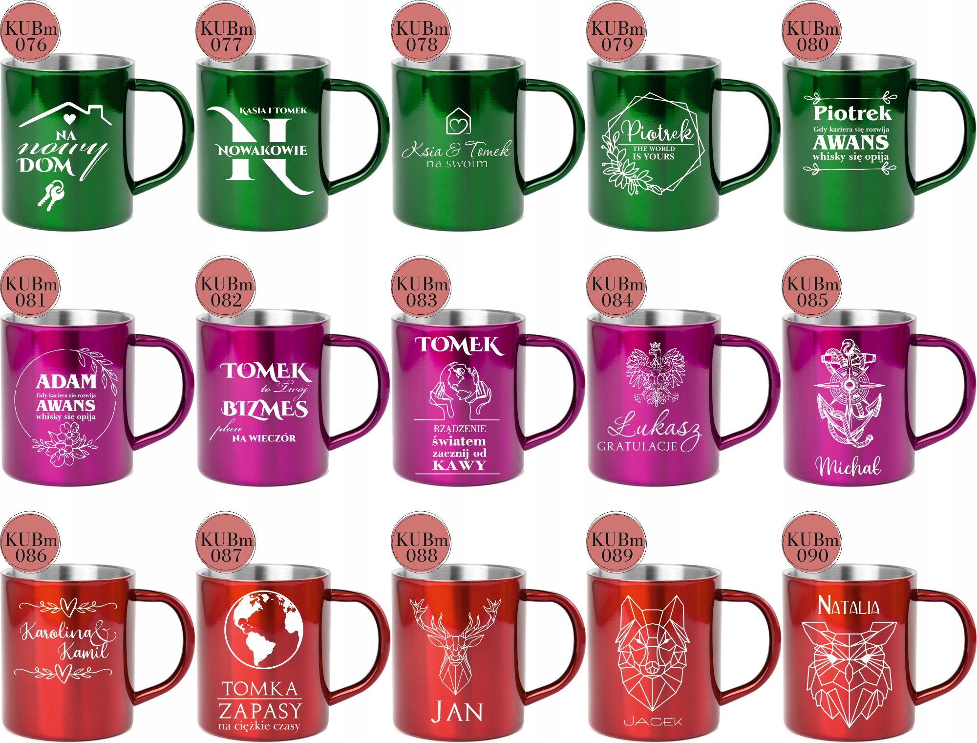 Kubek metalowy z grawerem PREZENT na Dzień Kobiet