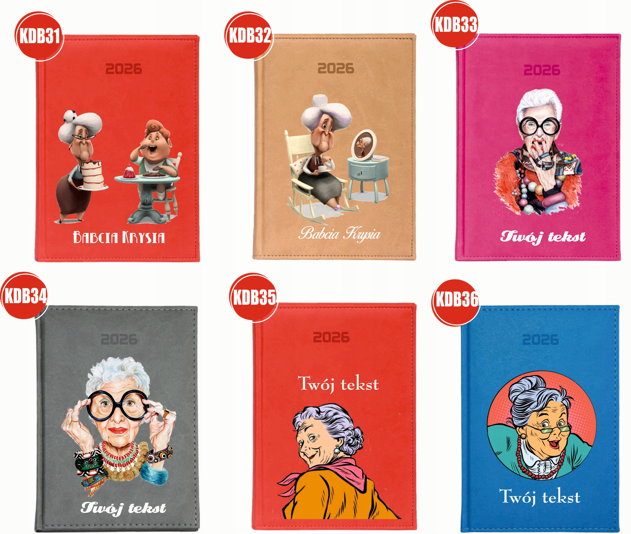 KALENDARZ A5 2026 DZIENNY terminarz Z NADRUKIEM na dzień babci planer