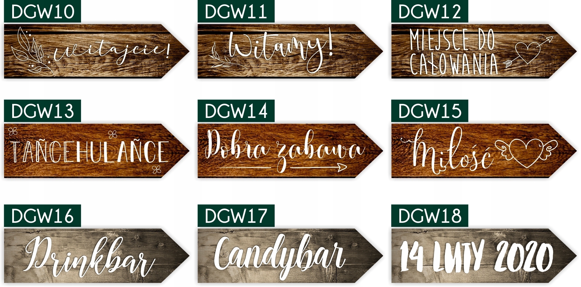 TABLICZKI ślubne STRZAŁKI DROGOWSKAZY WESELE napis