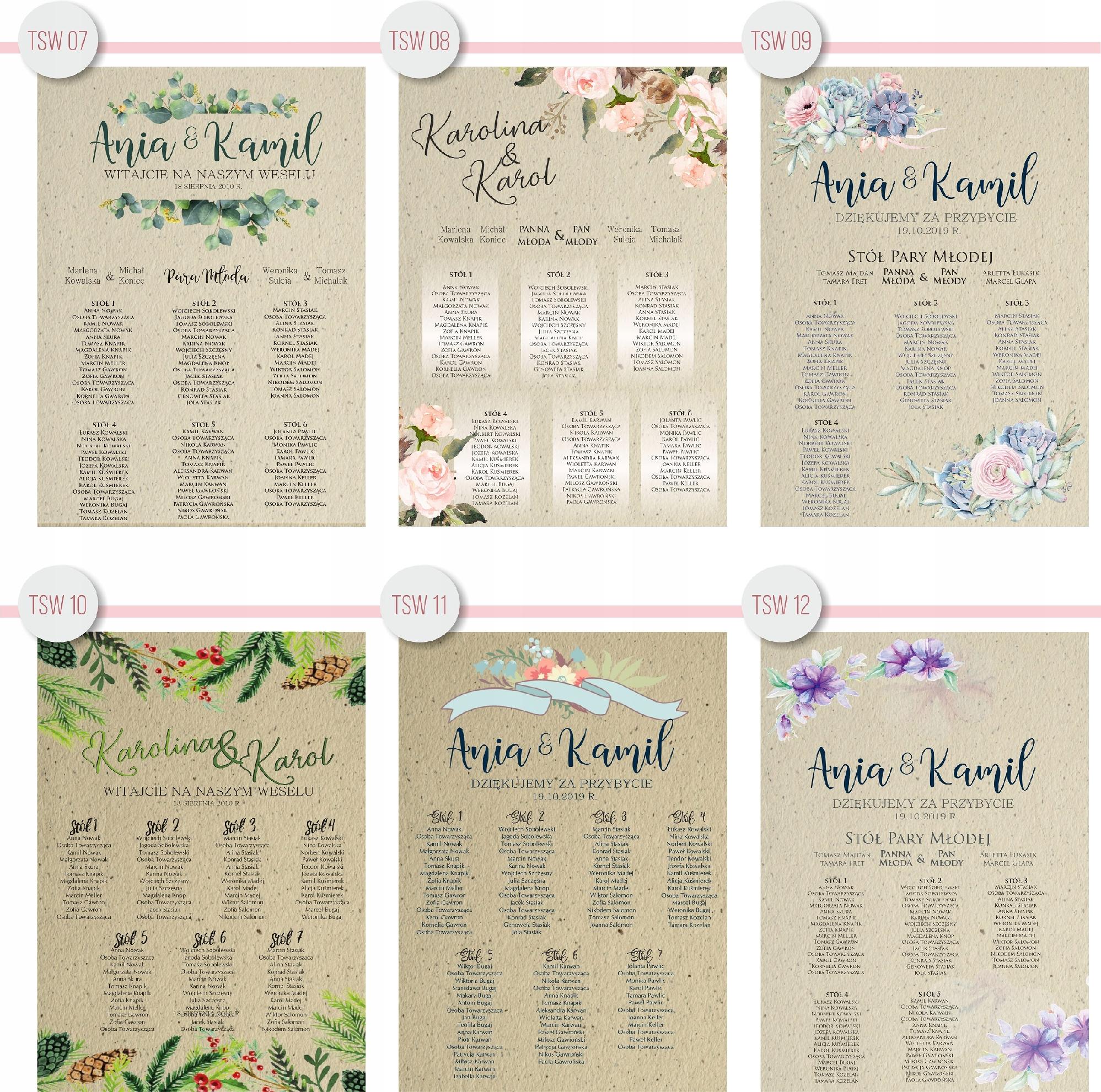 RUSTYKALNY PLAN STOŁÓW GOŚCI TABLICA ŚLUB WESELE