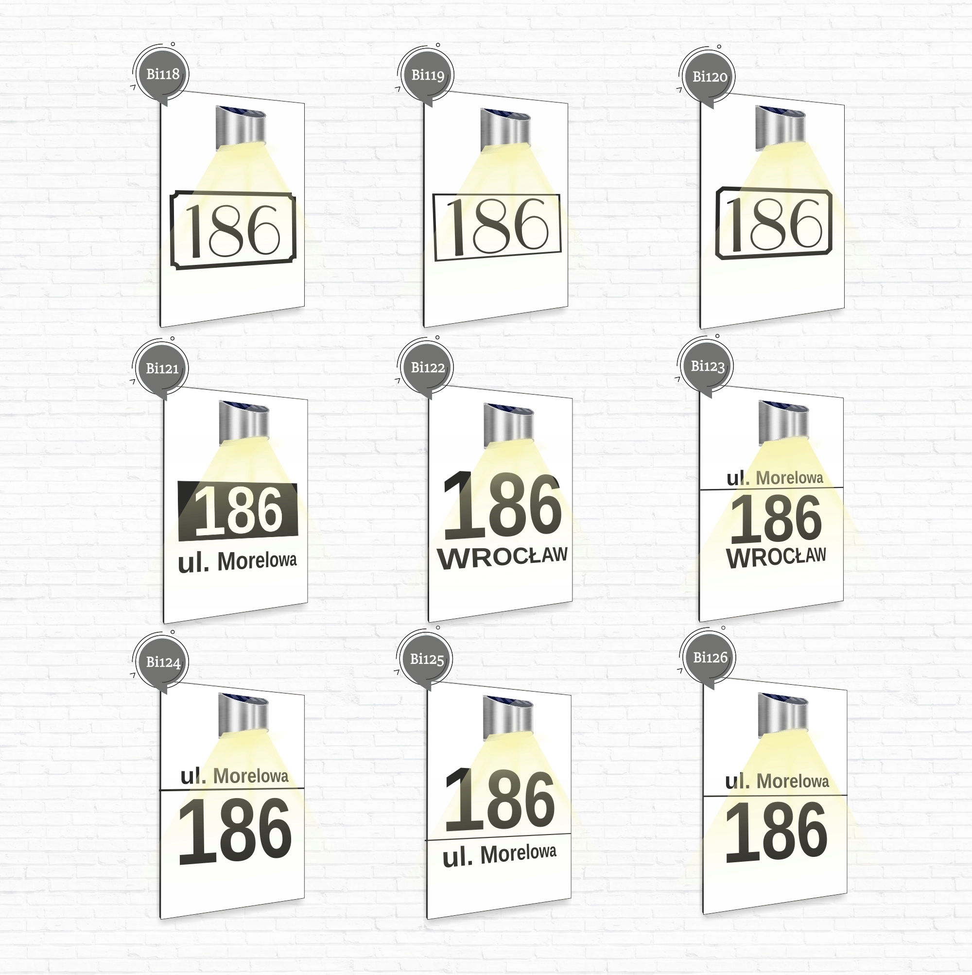 duża biała TABLICZKA lampka solarna ADRESOWA różne wzory dibond 40x30