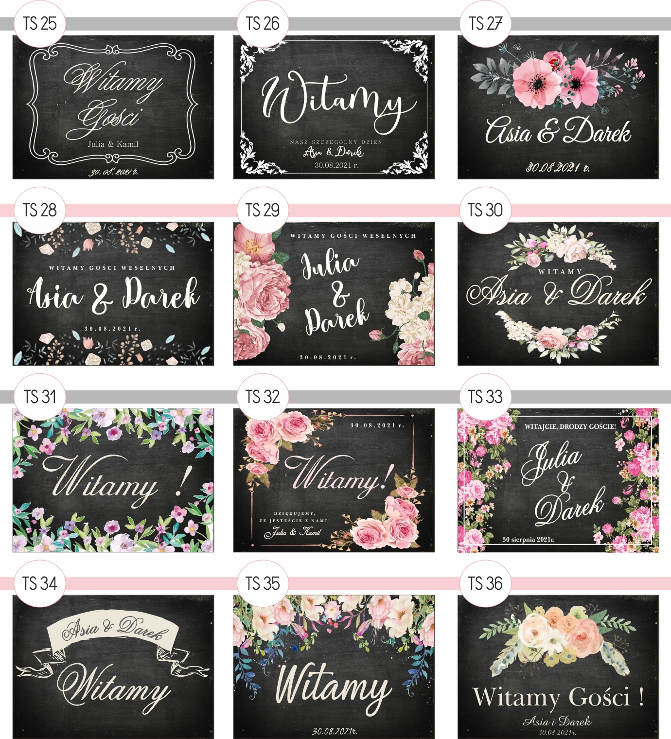 TABLICE powitalna na ślub rustykalna wesele 70x50