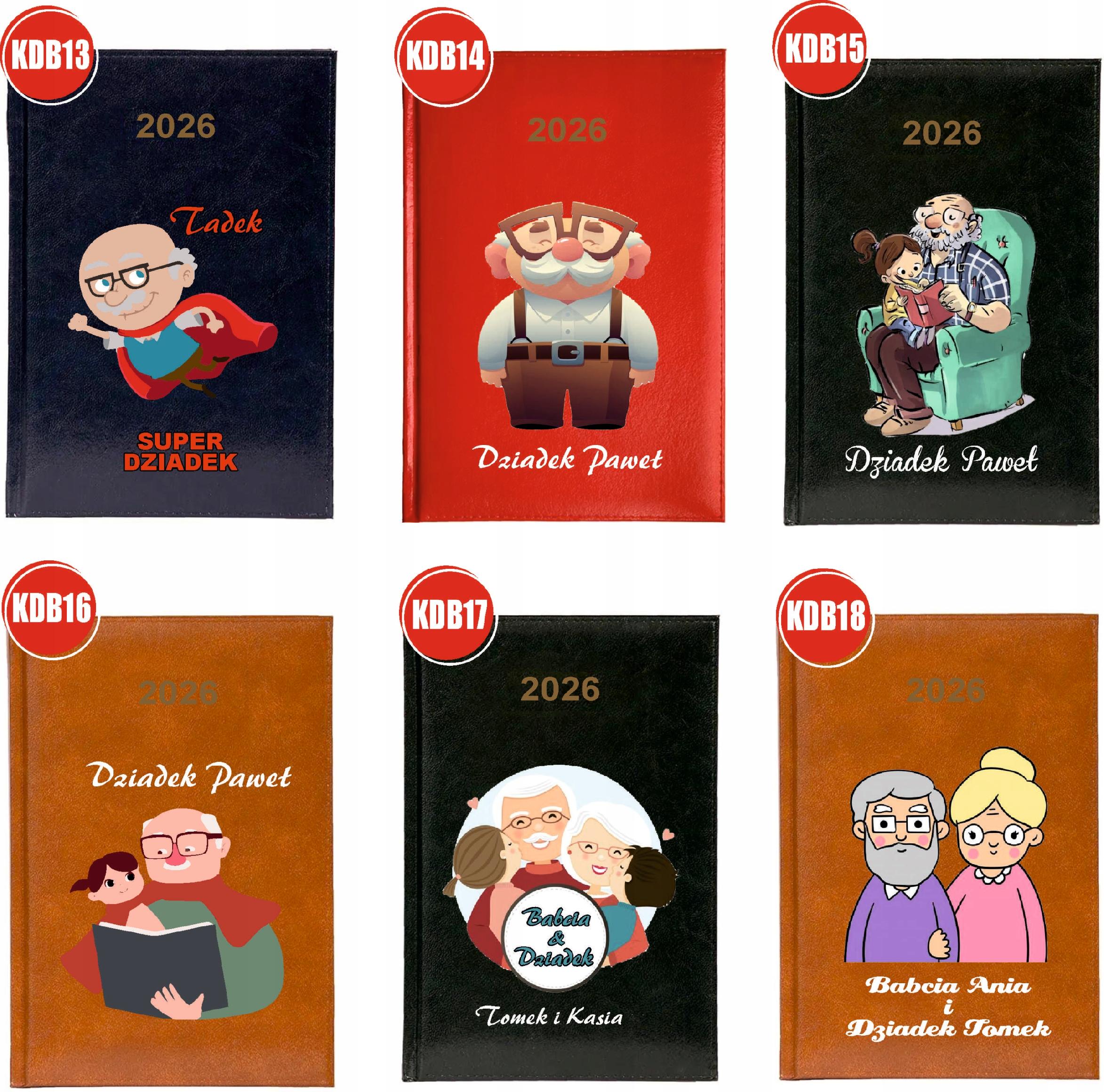 Kalendarz A5 2026 tygodniowy KSIĄŻKOWY DLA DZIADKA personalizowany