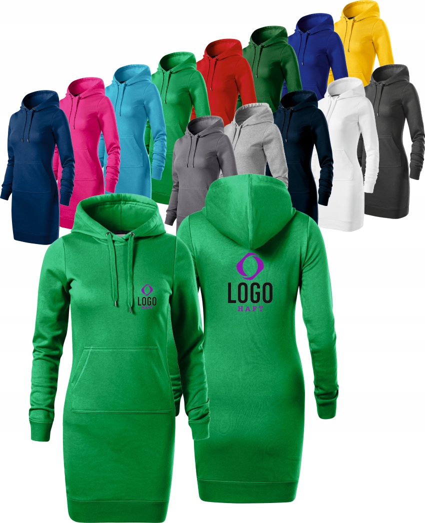 BLUZA/SUKIENKA DAMSKA Z WŁASNYM HAFTEM NADRUKIEM LOGO 5 SZT