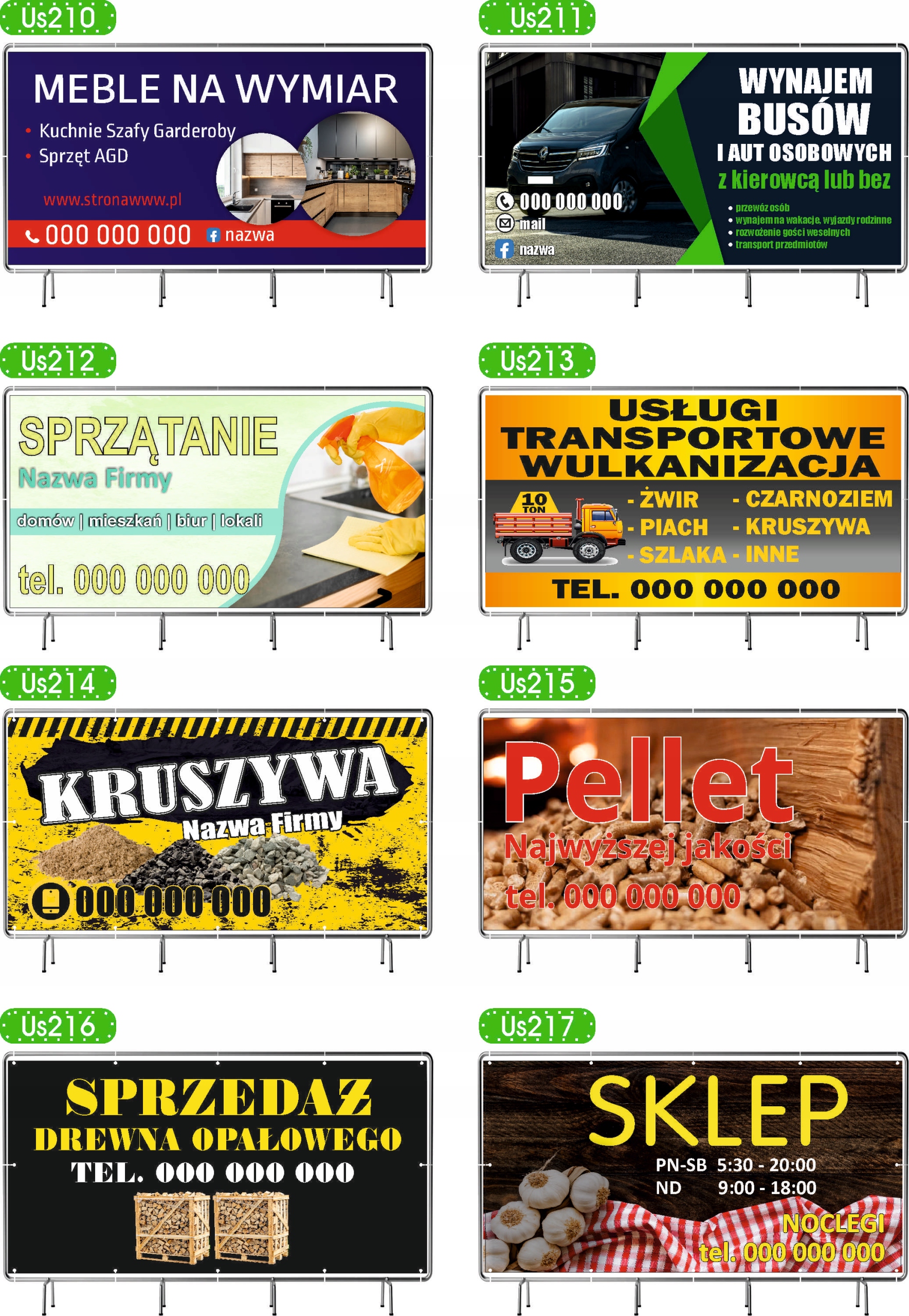 BANER REKLAMOWY 200x100 cm duży wybór różne wzory SPRZEDAŻ DREWNA OPAŁOWEGO