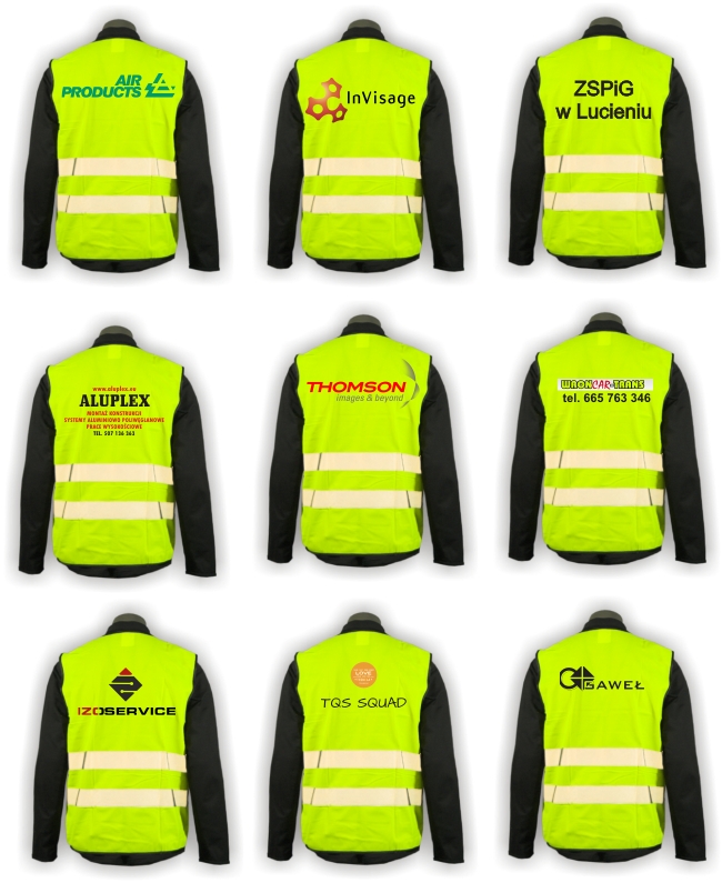KAMIZELKI ODBLASKOWE reklamowe z nadrukiem logo