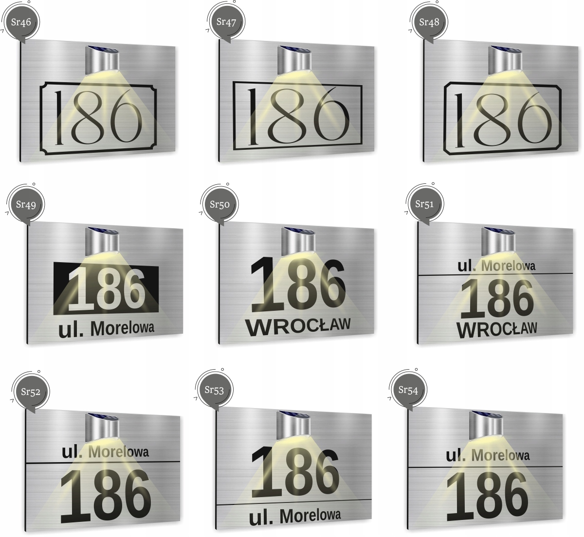 Tabliczka adresowa Tablica numer domu miejscowość 40x30 lampka solarna LED
