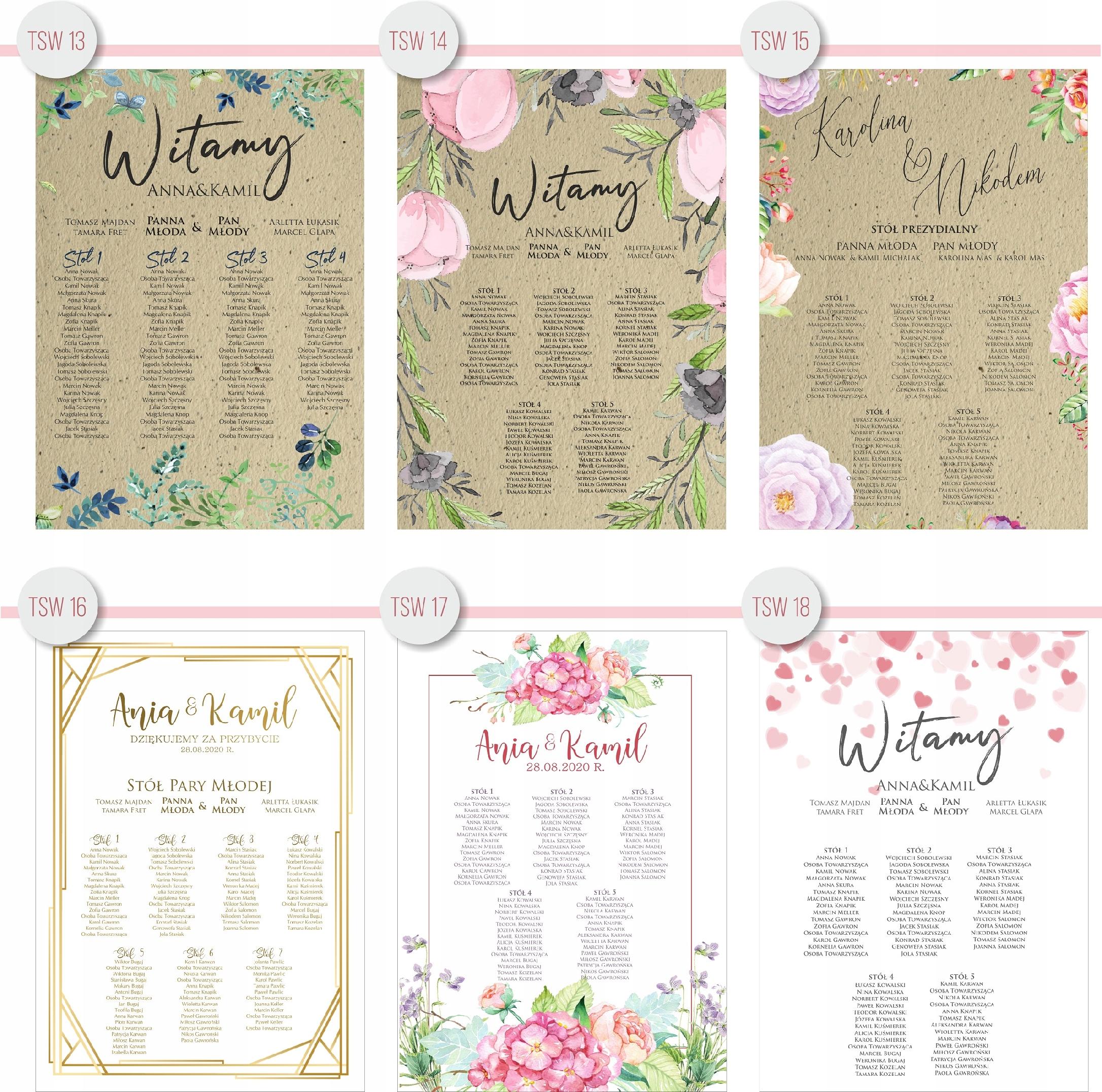 RUSTYKALNY PLAN STOŁÓW GOŚCI TABLICA ŚLUB WESELE