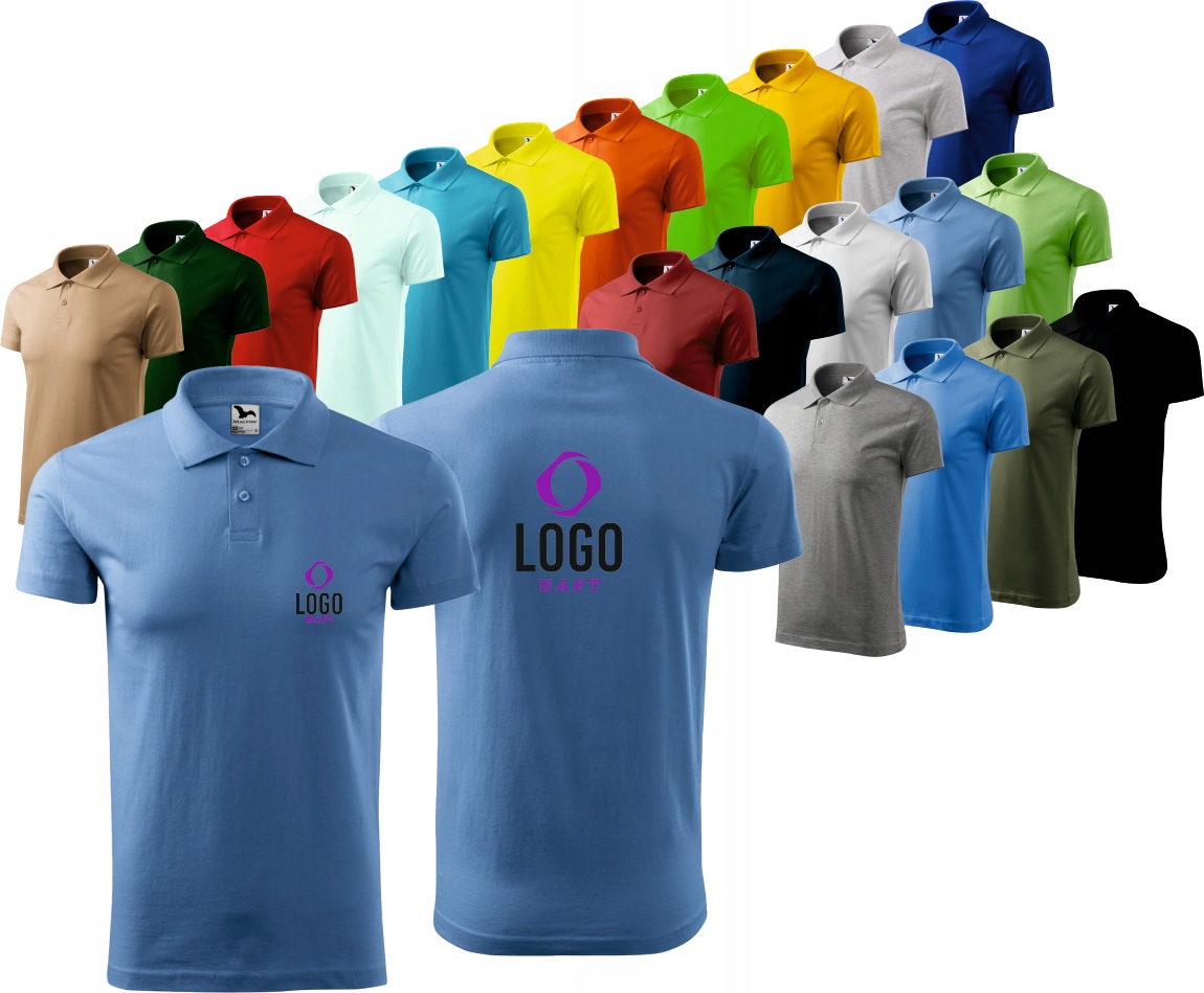 KOSZULKA POLO MĘSKA T-shirt Z NADRUKIEM HAFTEM LOGO 10 szt