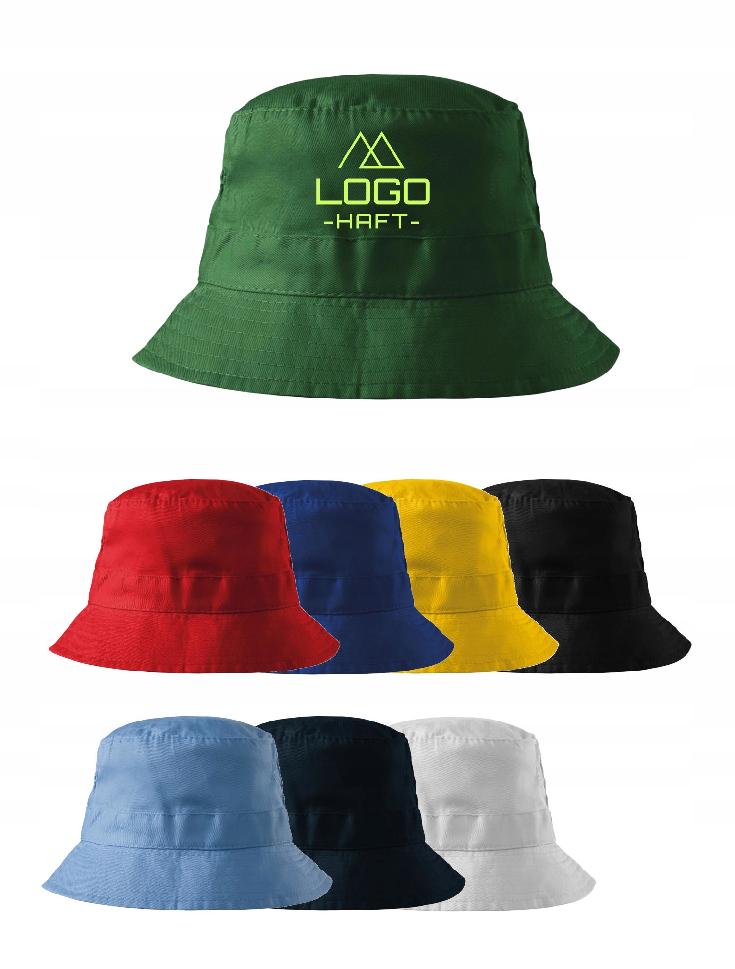 BUCKET KAPELUSZ RYBACKI CZAPKA z haftem LOGO FIRMY