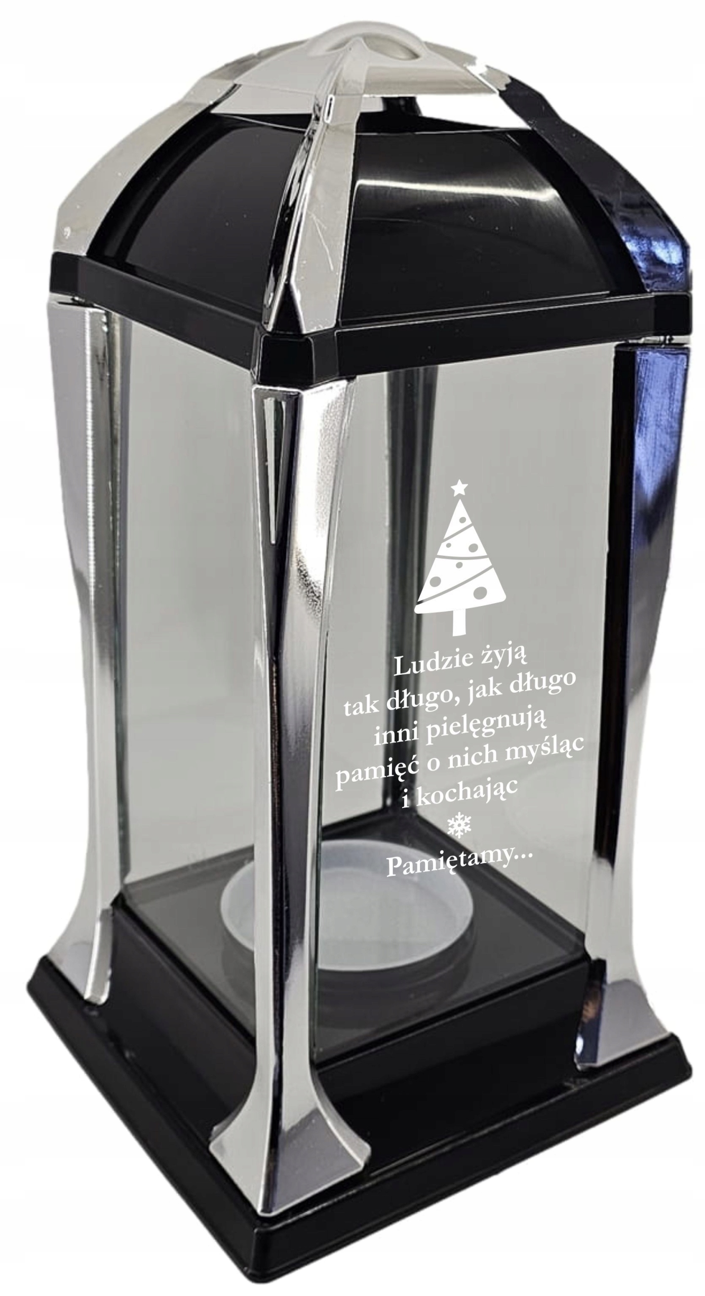 Znicz personalizowany świąteczny elegancka latarenka z grawerem