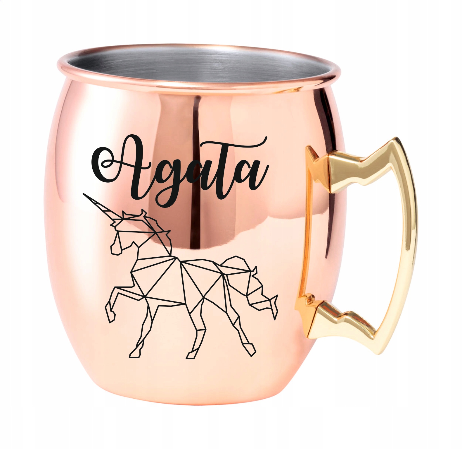 Kubek koktajlowy z uchem ze stali z grawerem PREZENT Z TWOIM IMIENIEM