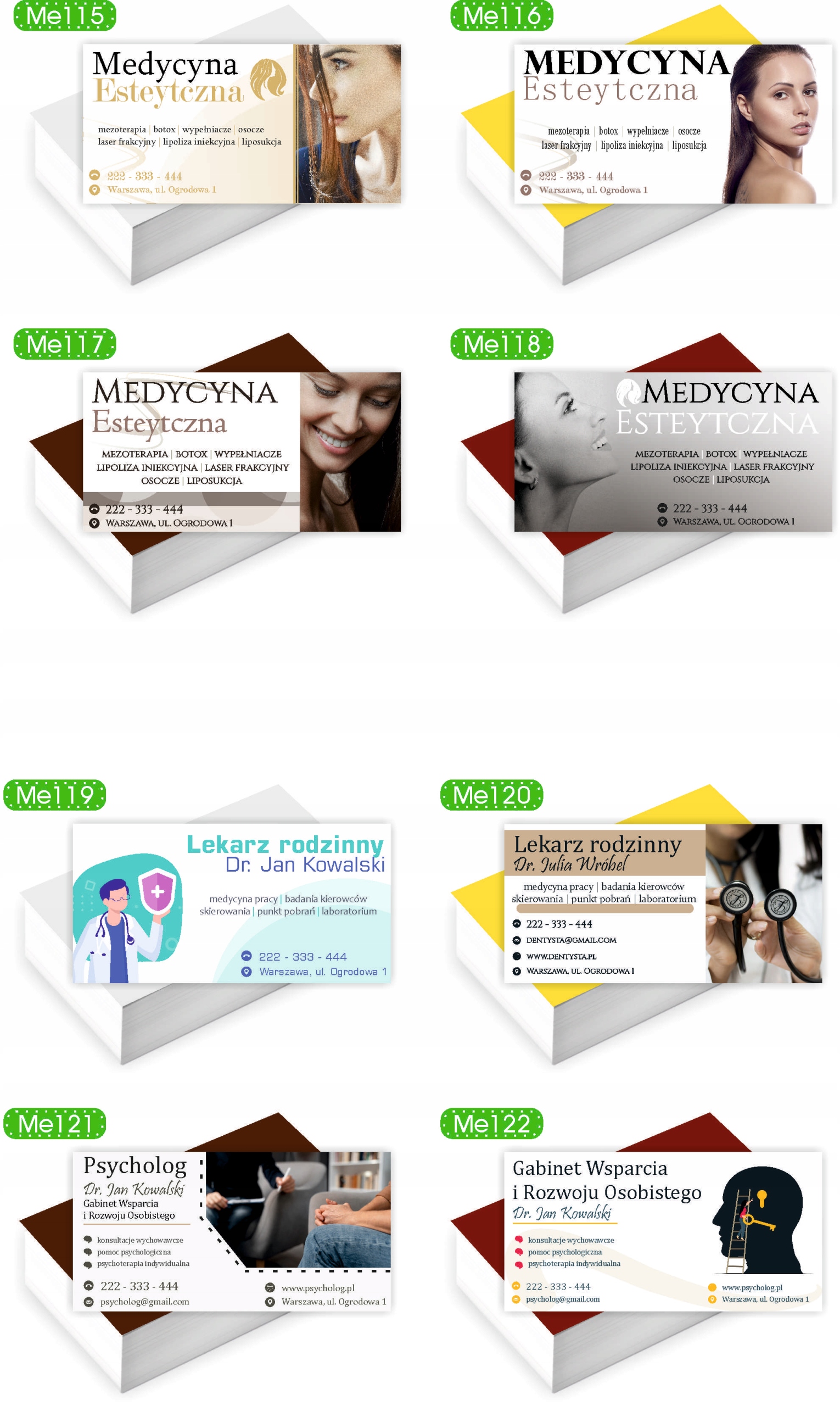 Wizytówki firmowe Foliowane 1000 szt duży wybór wzorów MEDYCYNA ESTETYCZNA