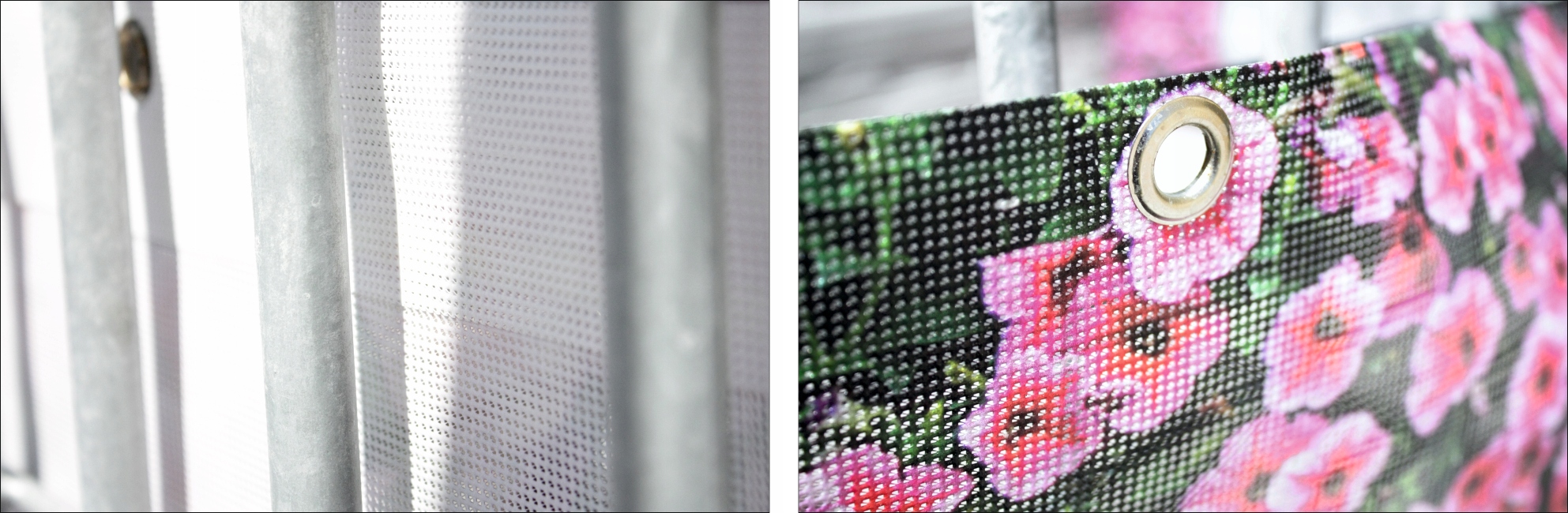 Osłona balkonowa zieleń motywy roślinne liście MATA BALKONOWA OZDOBA BALKON