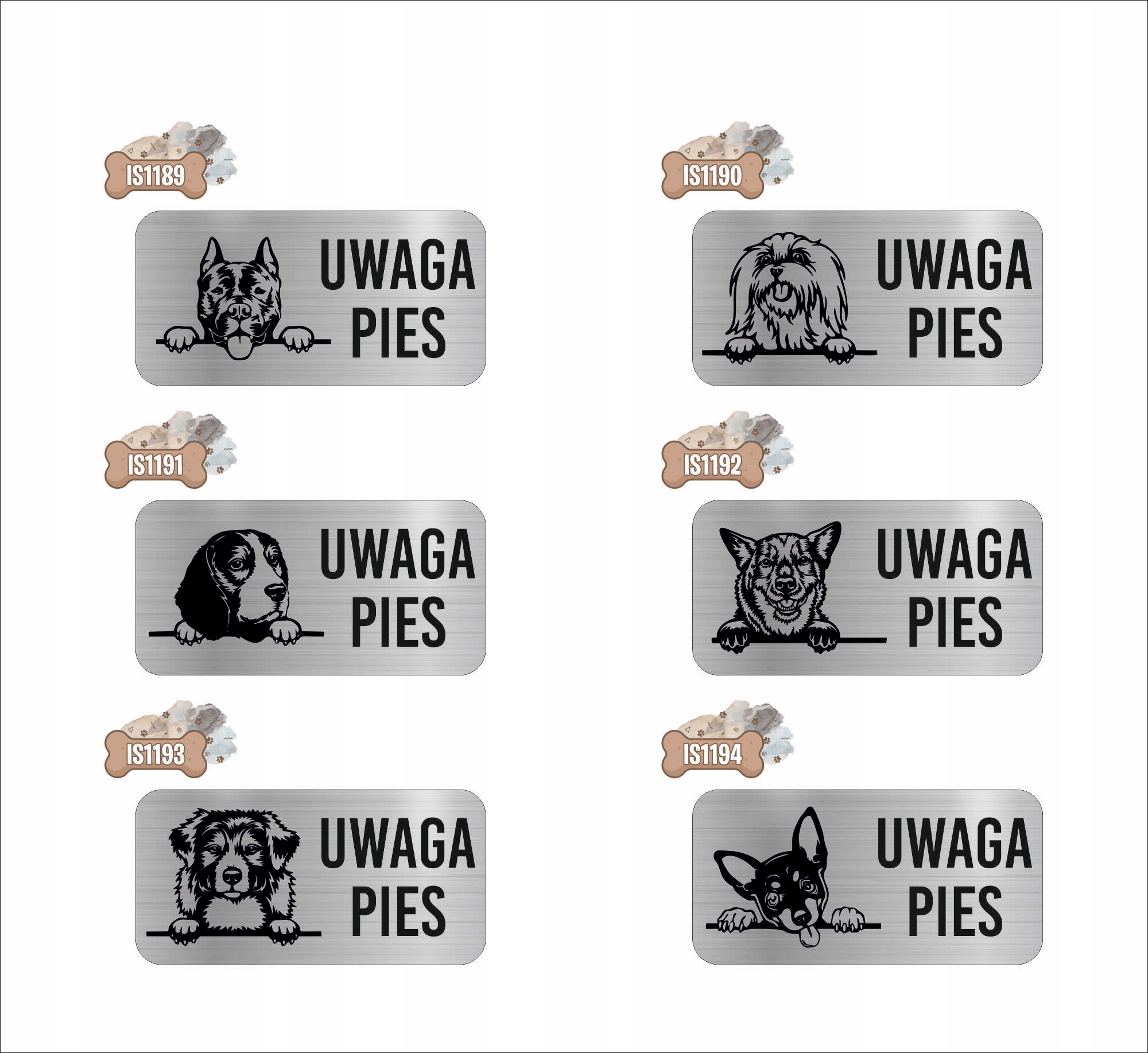 GRAWER Tabliczka nierdzewna 20x10 cm UWAGA PIES AMERICAN PIT BULL TERRIER