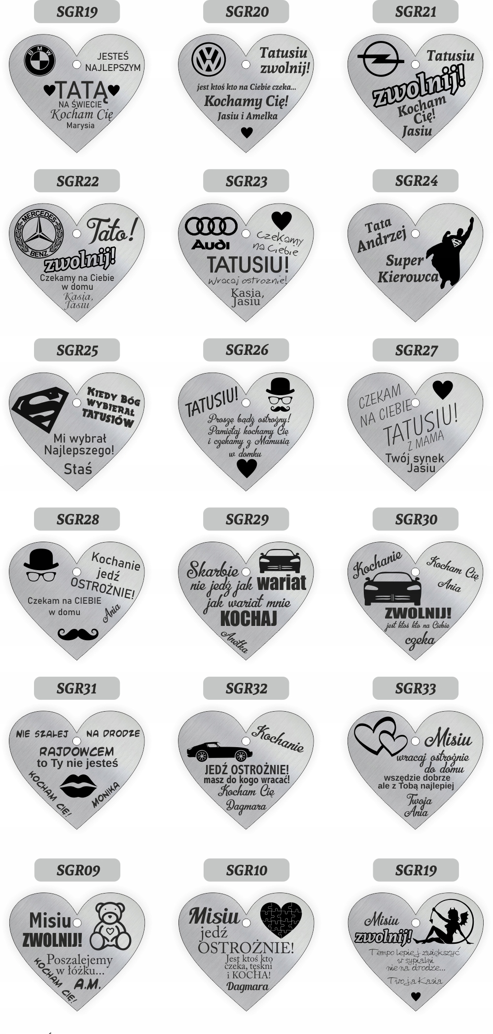 Zawieszka BRELOK do AUTA samochodu na prezent