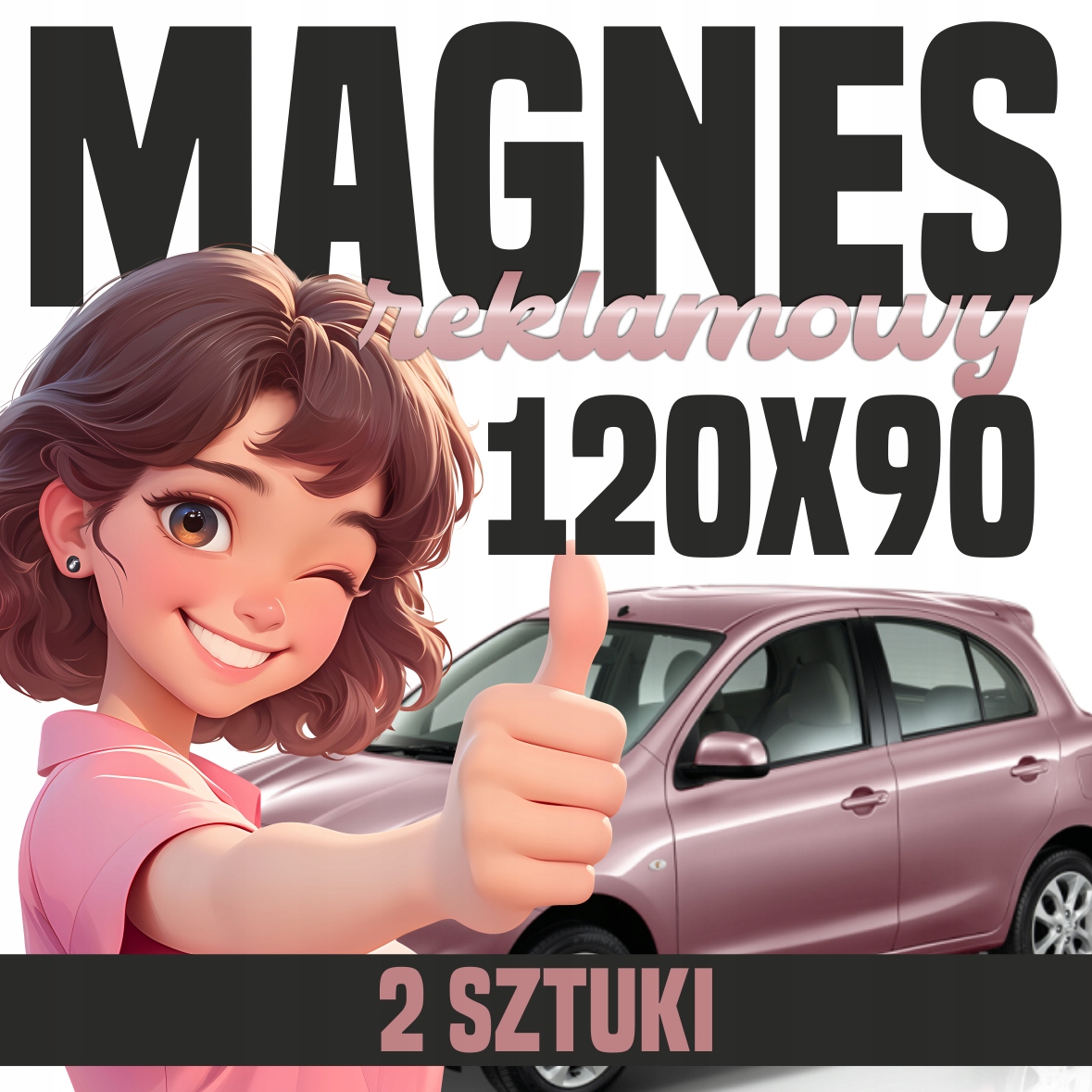 Mata Magnetyczna na Auto 120x90 cm - Profesjonalna Reklama magnes - 2 szt