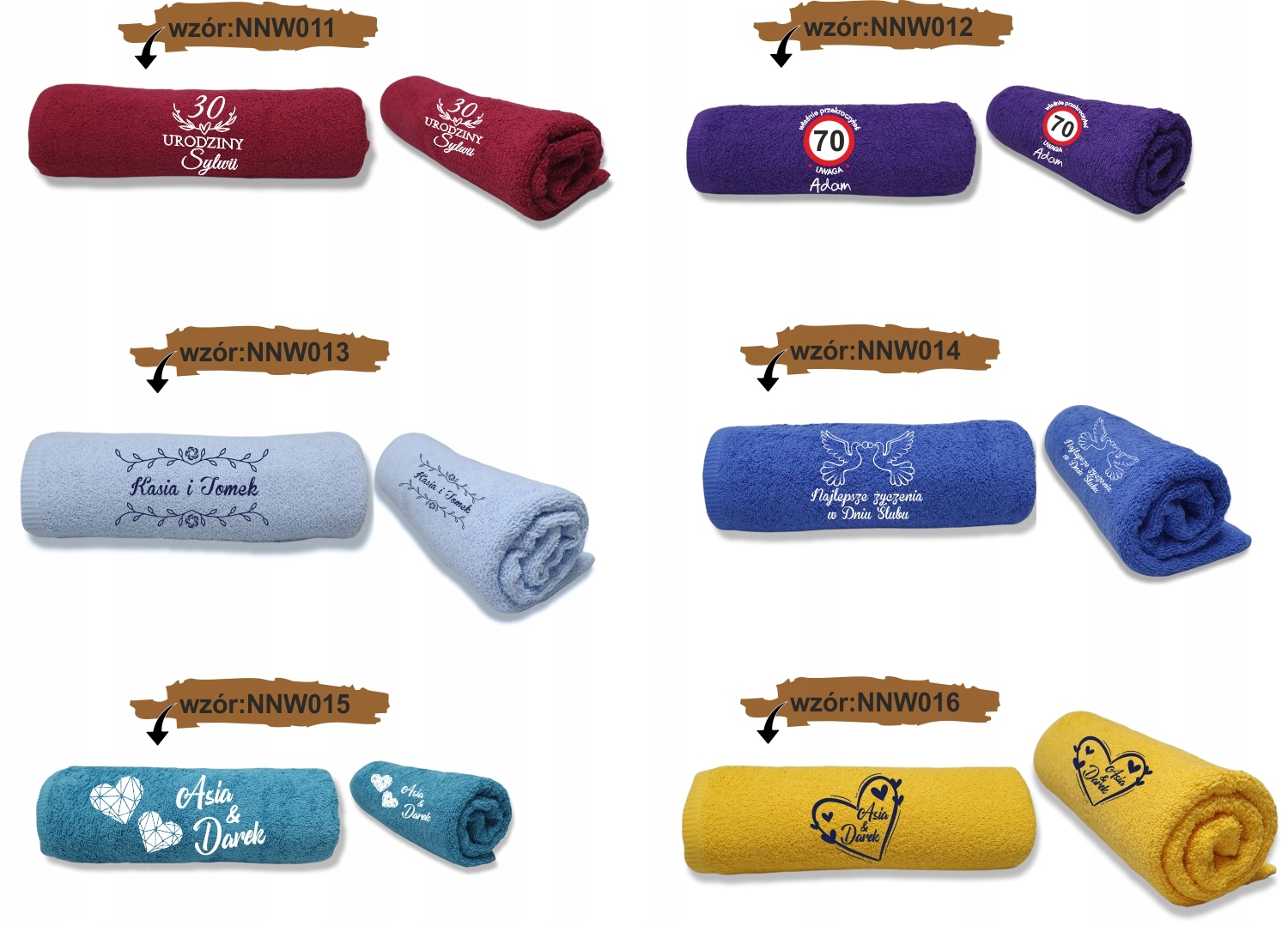 RĘCZNIK Z HAFTEM NAPISEM PREZENT NA ROCZNICĘ ŚLUBU