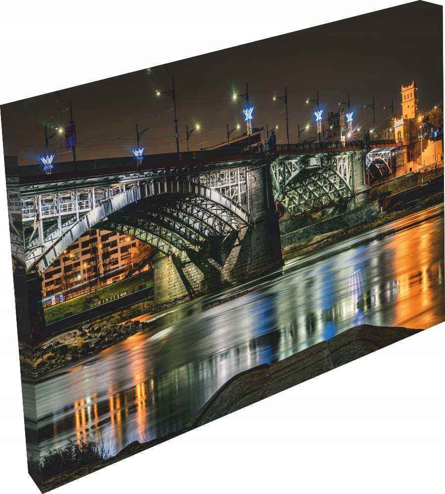 OBRAZ na płótnie MOST miasto nocą widok 3D 120x80
