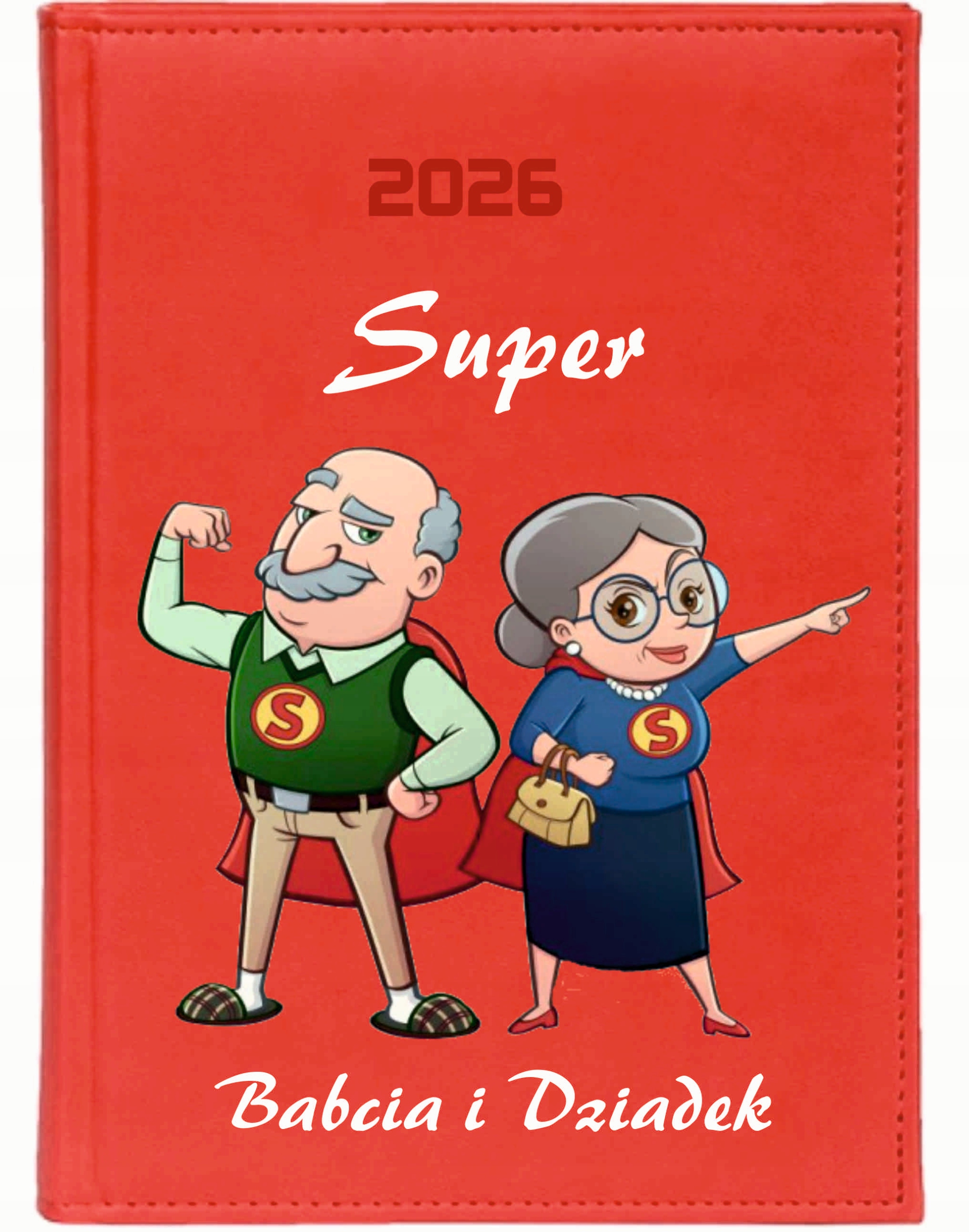 KALENDARZ A5 2026 DZIENNY NADRUK planer prezent na dzień babci dziadka