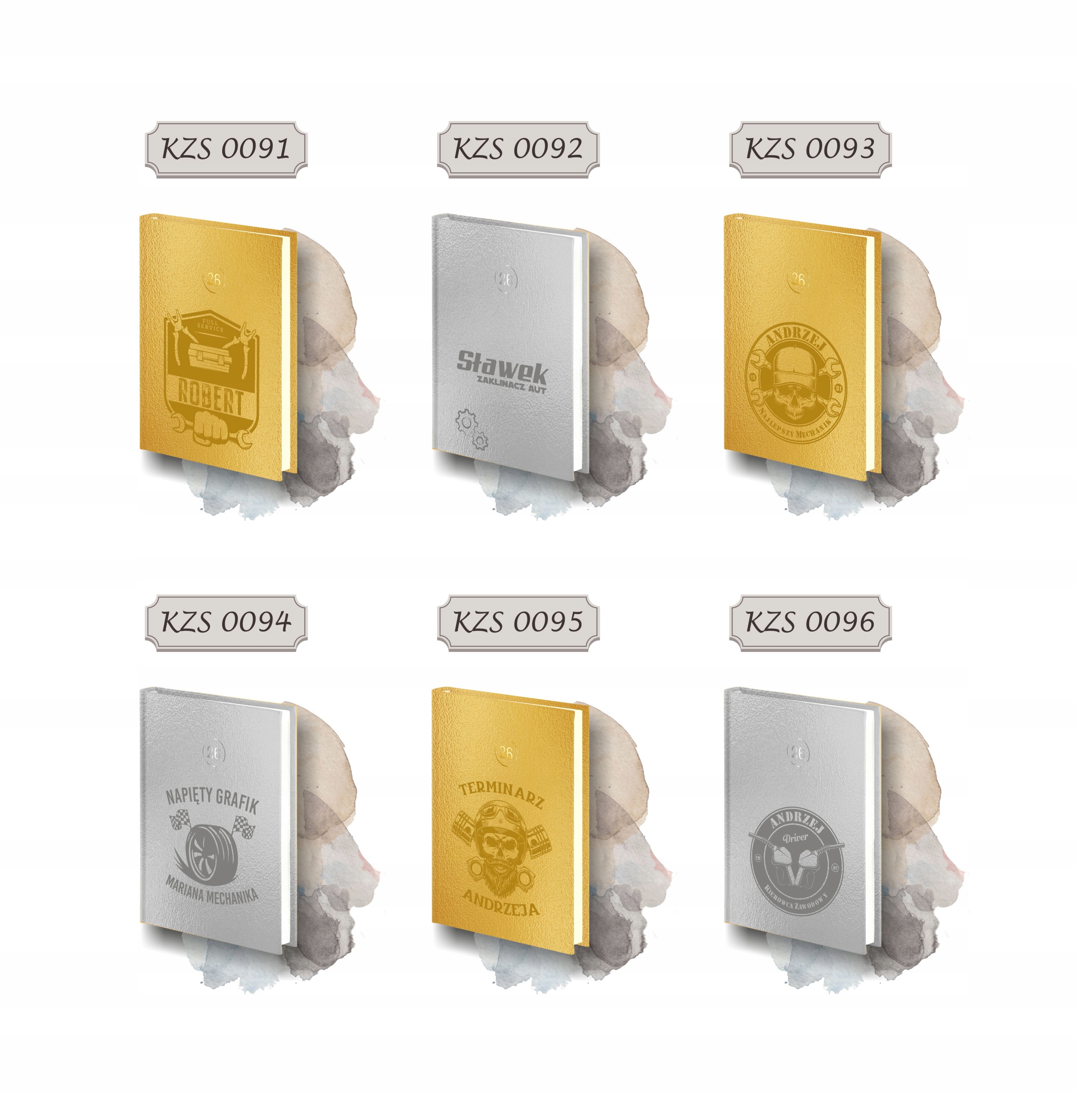 PLANER z imieniem kalendarz dzienny A4 2026 złoty srebrny z grawerem