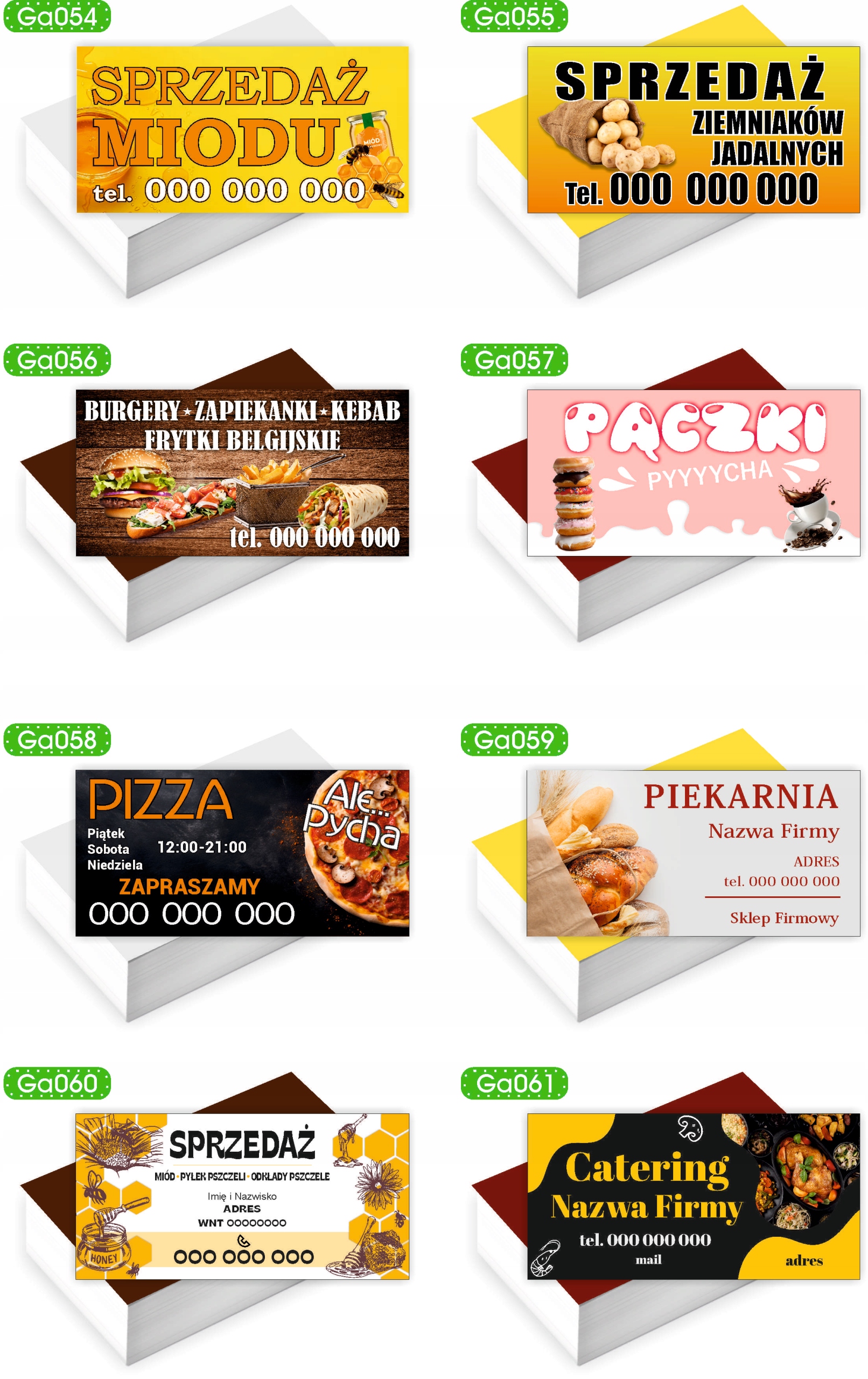 Wizytówki firmowe reklamowe 200szt różne wzory gotowy projekt SUSHI BAR