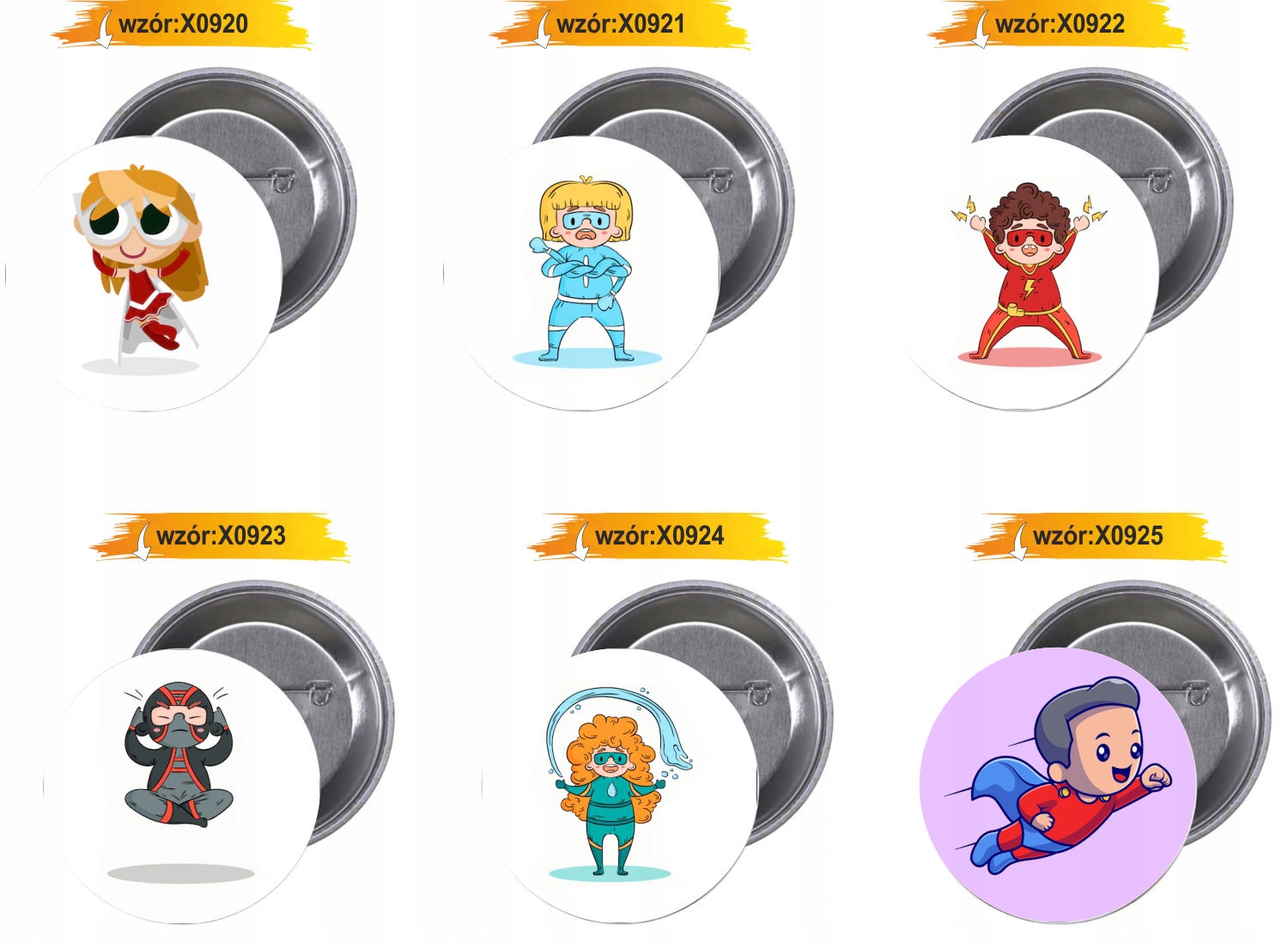 Przypinki buttony SUPER BOHATER PERSONALIZOWANE