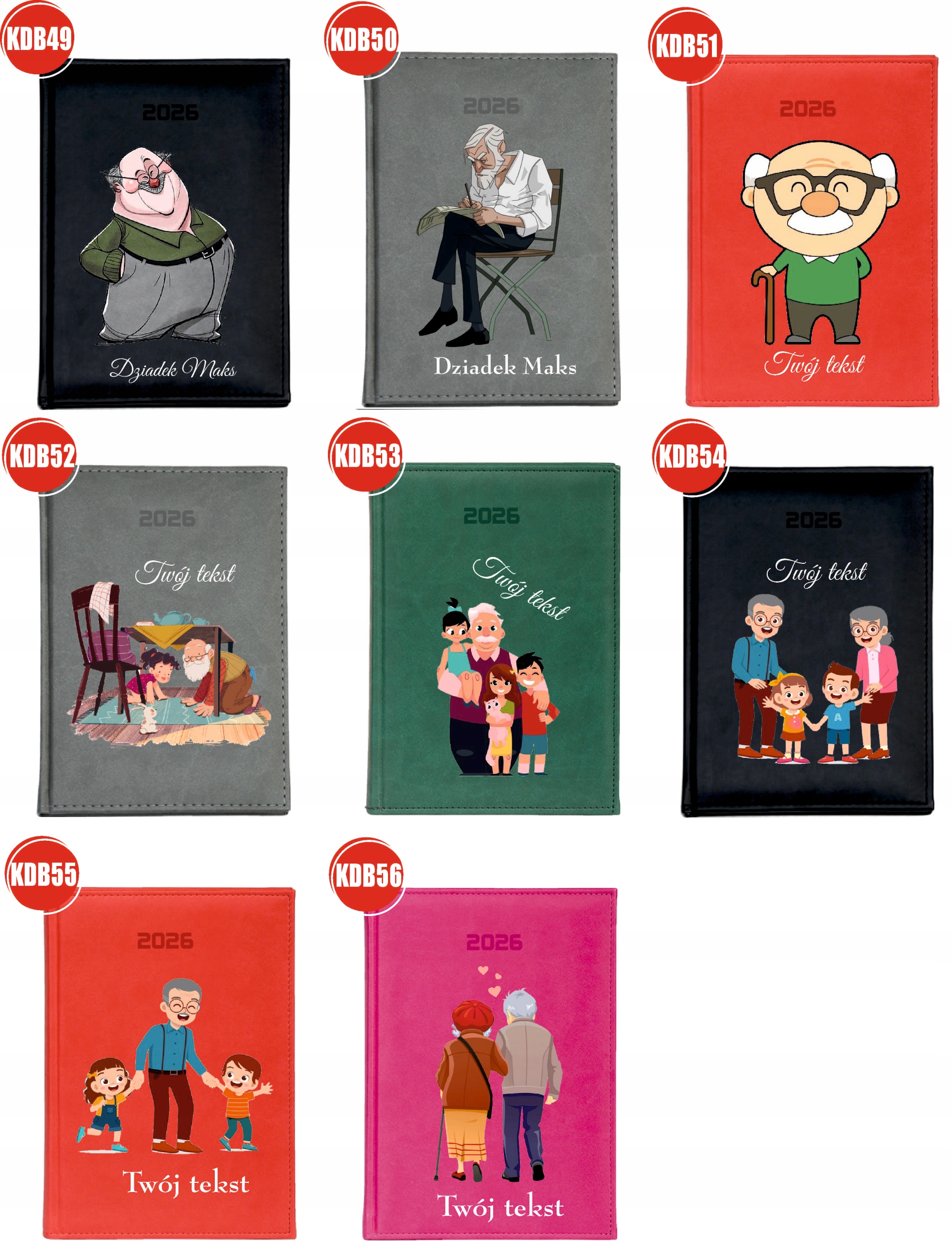 PERSONALIZOWANY PLANER kalendarz A4 2026 TYGODNIOWY babcia i dziadek