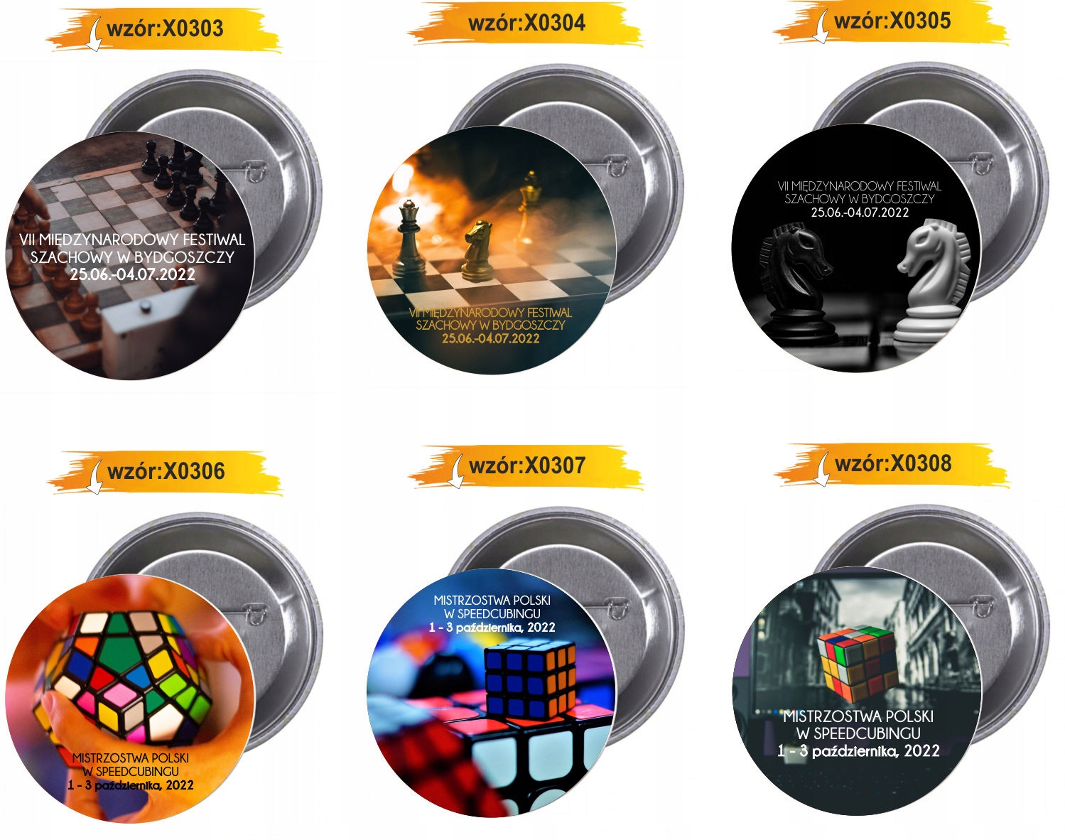 Przypinki buttony TURNIEJ - FESTIWAL SZACHÓW