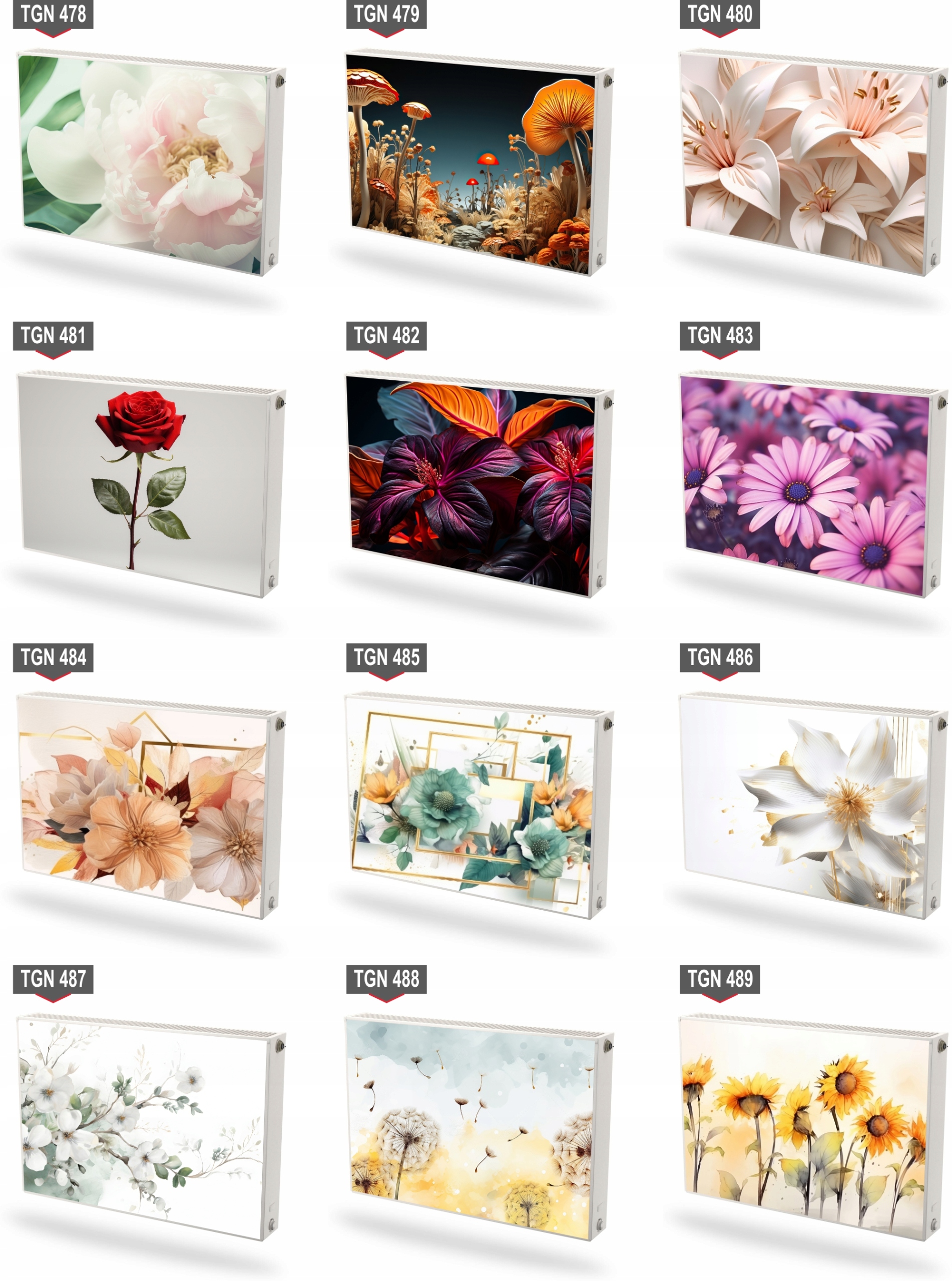 Mata magnetyczna magnes na grzejnik kaloryfer na wymiar CZERWONE RÓŻE 60x80