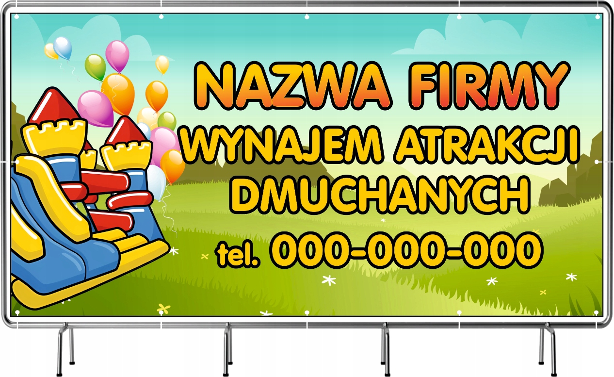 Plandeka 200x100 cm z oczkami - Wynajem dmuchańców