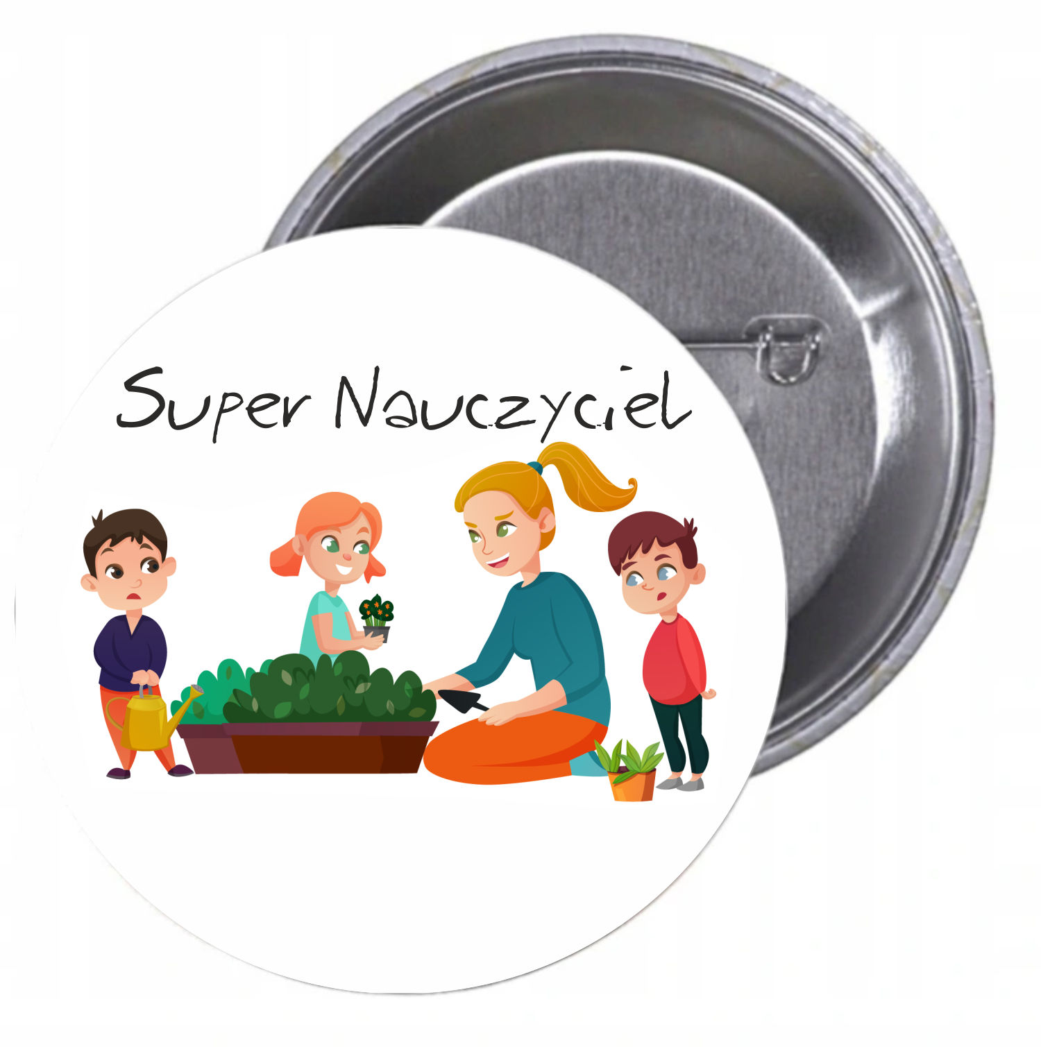 Przypinki buttony SUPER NAUCZYCIEL z grafiką